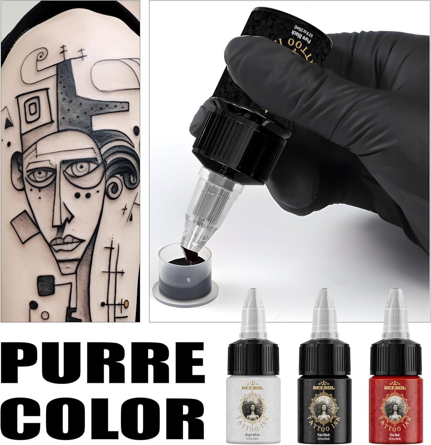 Neebol Tattoo Ink Set 14 Colors Professional Pigment 0.5 fl oz