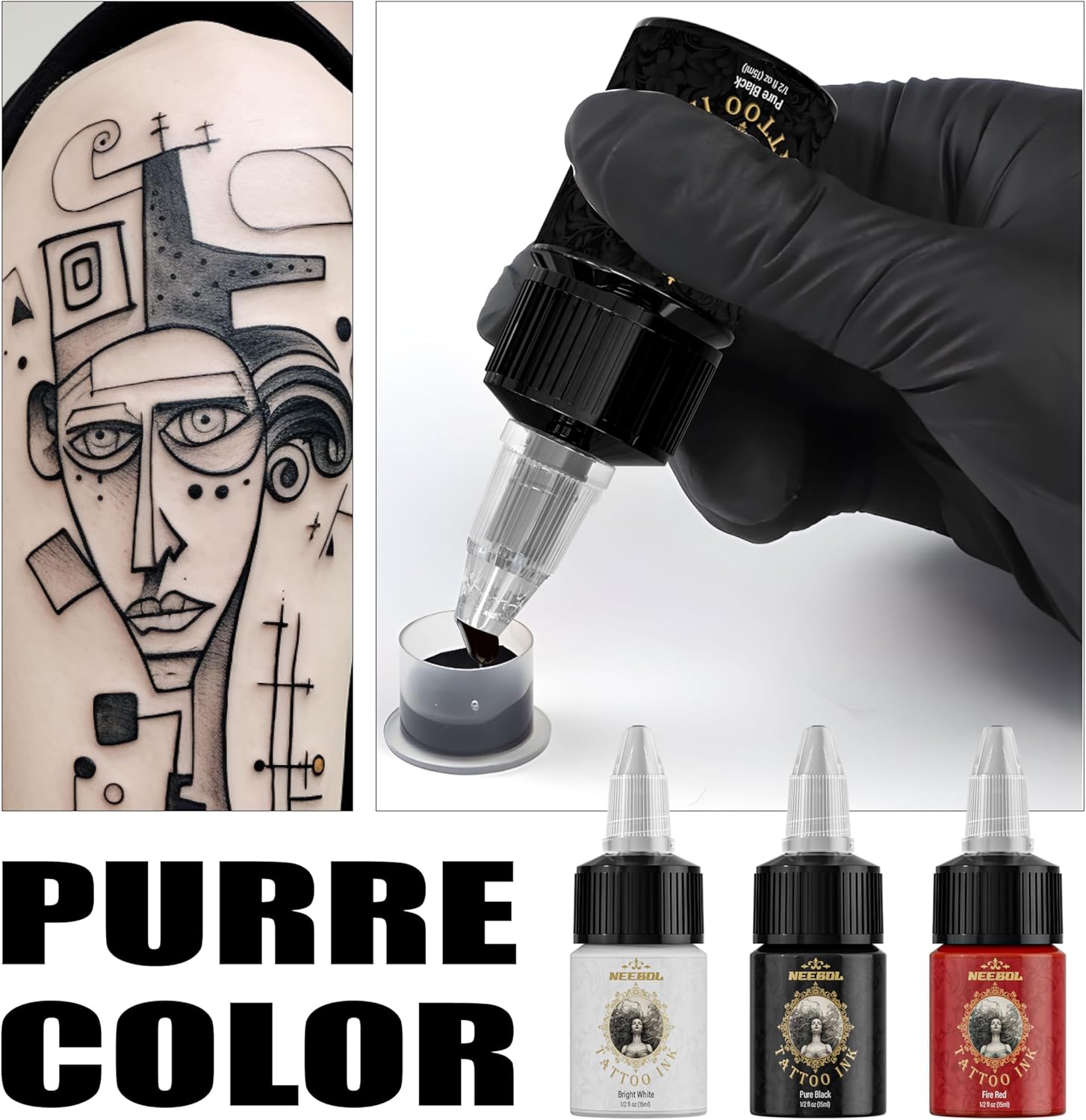 Neebol Tattoo Ink Set 14 Colors Professional Pigment 0.5 fl oz