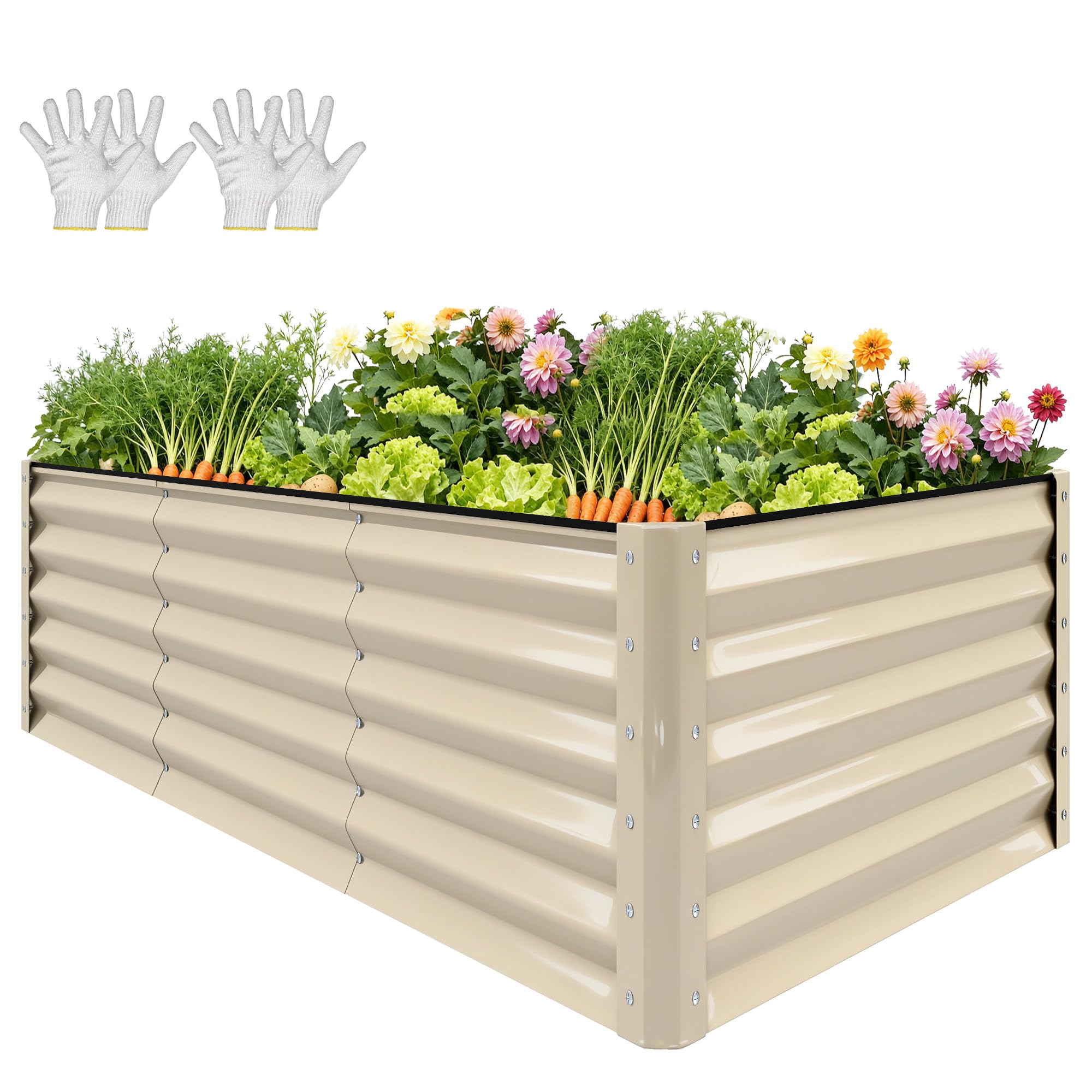 YITAHOME Raised Garden Bed Kit with Gloves, Ground Nails, Support Rod-1