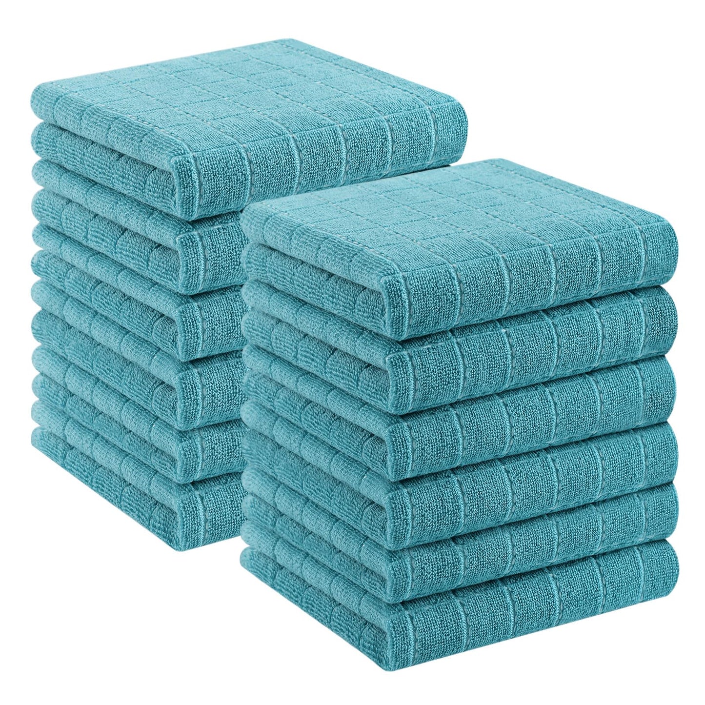 Homaxy 100% Cotton Terrycloth Check Design Dish Cloths & Dish Towels, Soft and Absorbent, Perfect for Kitchen Drying and Washing