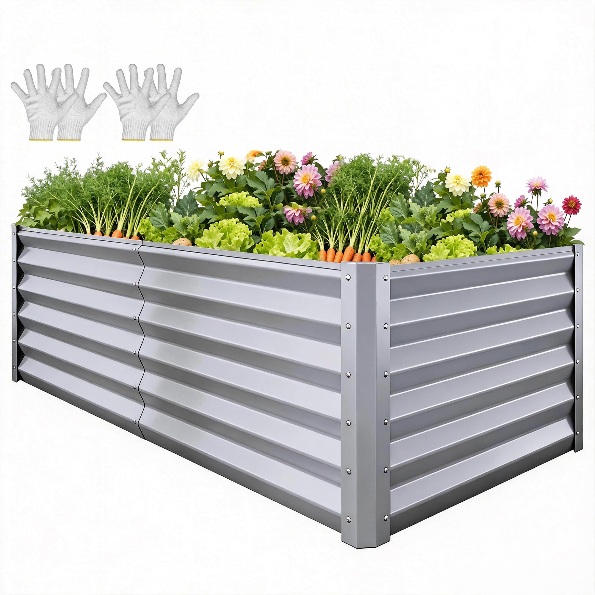 YITAHOME Raised Garden Bed Kit with Gloves, Ground Nails, Support Rod-1