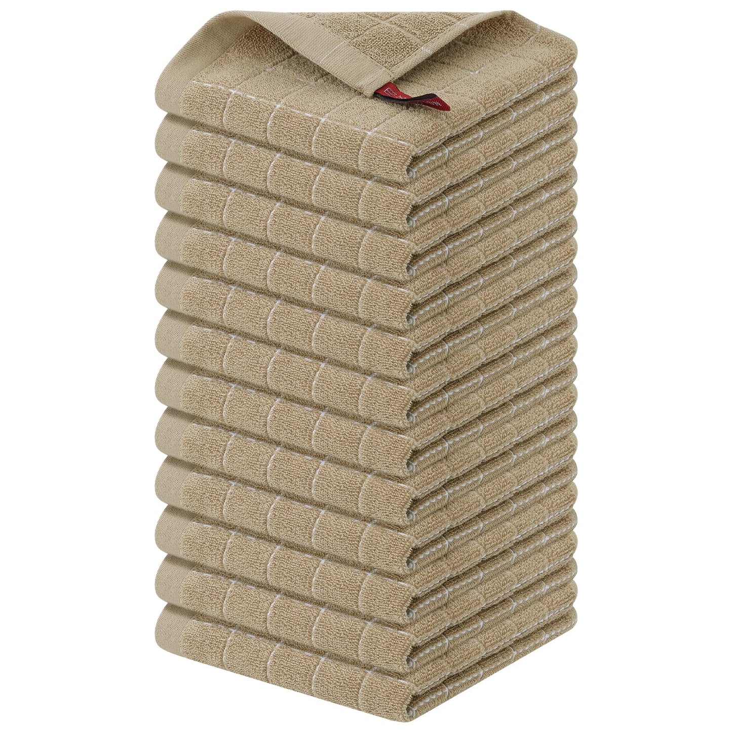 Homaxy 100% Cotton Terrycloth Check Design Dish Cloths & Dish Towels, Soft and Absorbent, Perfect for Kitchen Drying and Washing