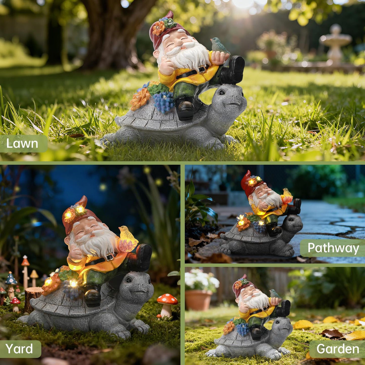 Ayadon Solar Garden Animal Lantern Statue Figurine Lights Decor for Patio Yard