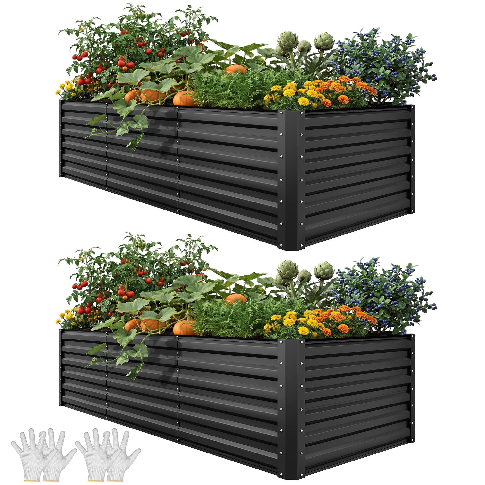 YITAHOME Raised Garden Bed Kit with Gloves, Ground Nails, Support Rod-1