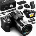 64MP 8K Cameras for Photography with 2.8" Flip Screen & Hot Shoe, 16X Zoom, WiFi, Autofocus – Vlogging Camera for YouTube, Includes 64GB Card & 2 Batteries