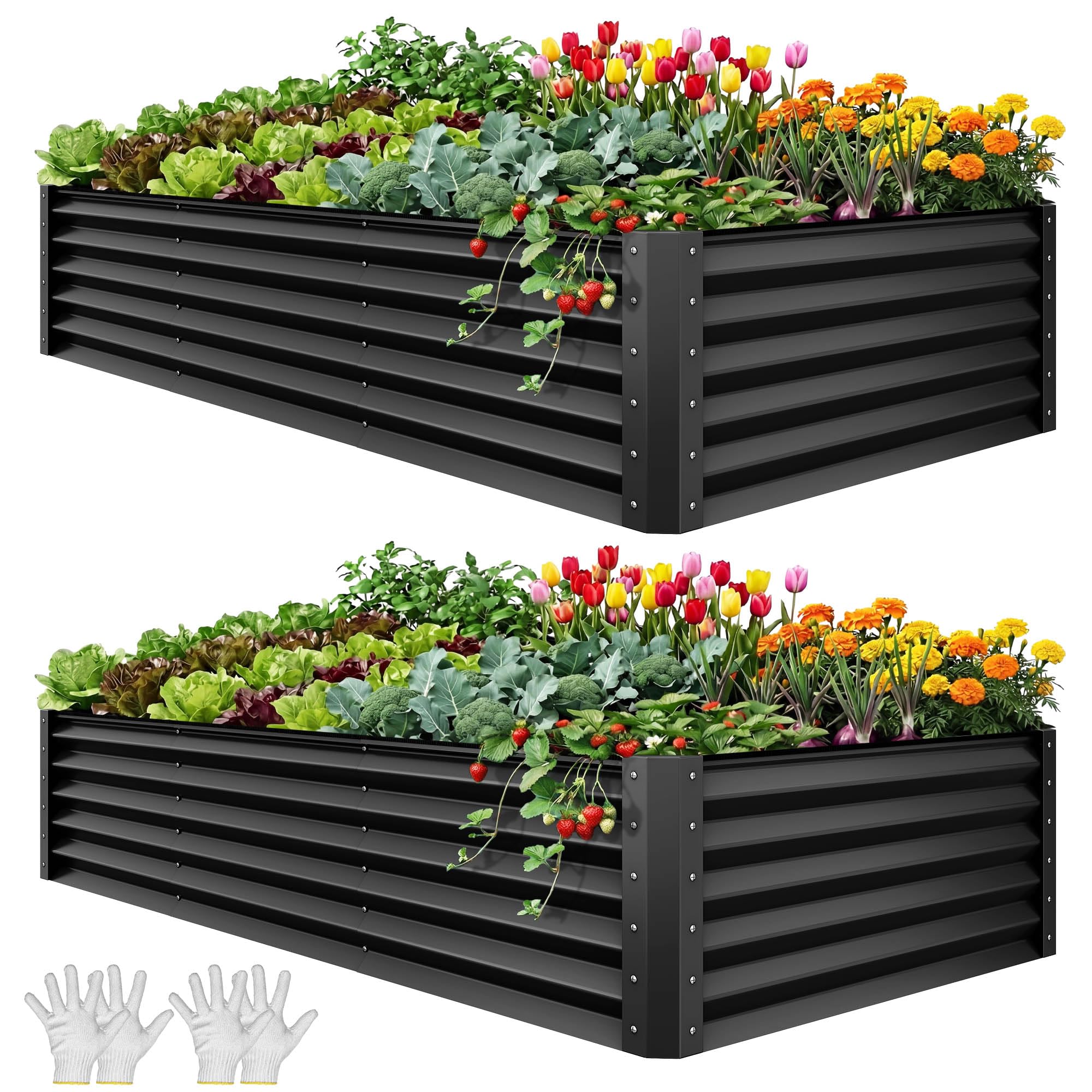 YITAHOME Raised Garden Bed Kit with Gloves, Ground Nails, Support Rod-1