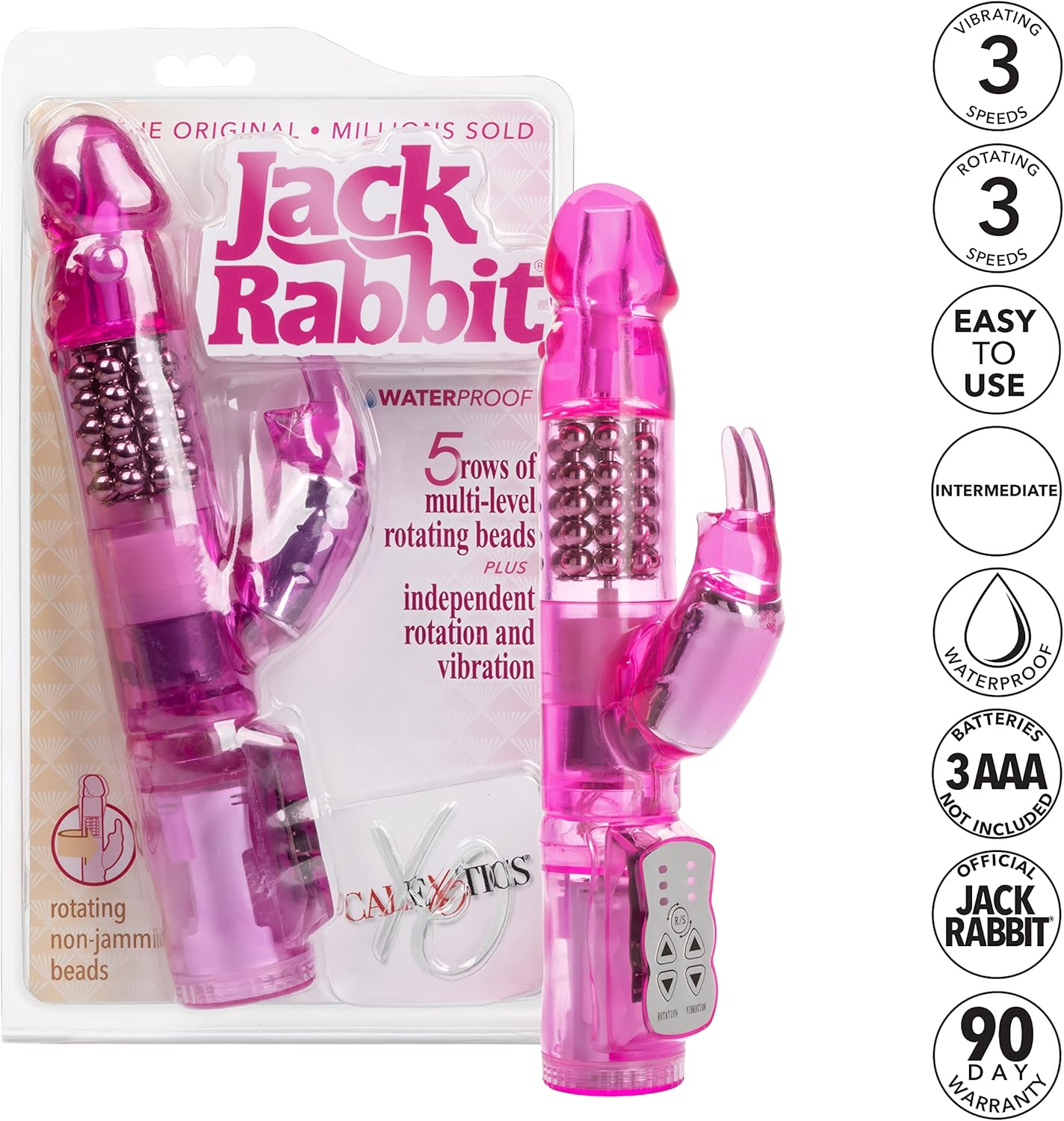 CalExotics Waterproof Jack Rabbit Vibrator Rotating Shaft Pink