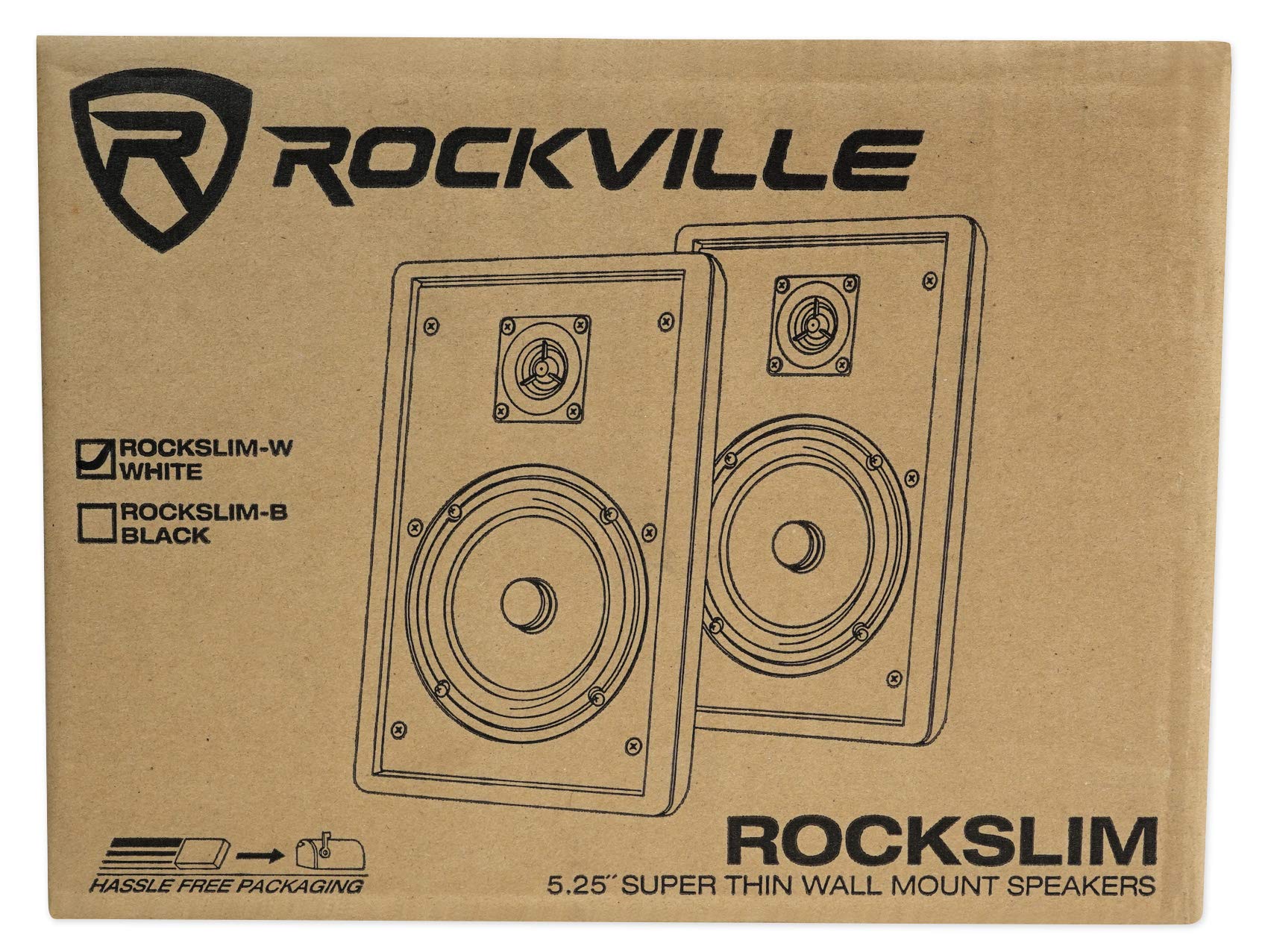 Rockville 2 RockSlim White Home Theater 5.25" 240w Easy Wall Mount Slim Speakers