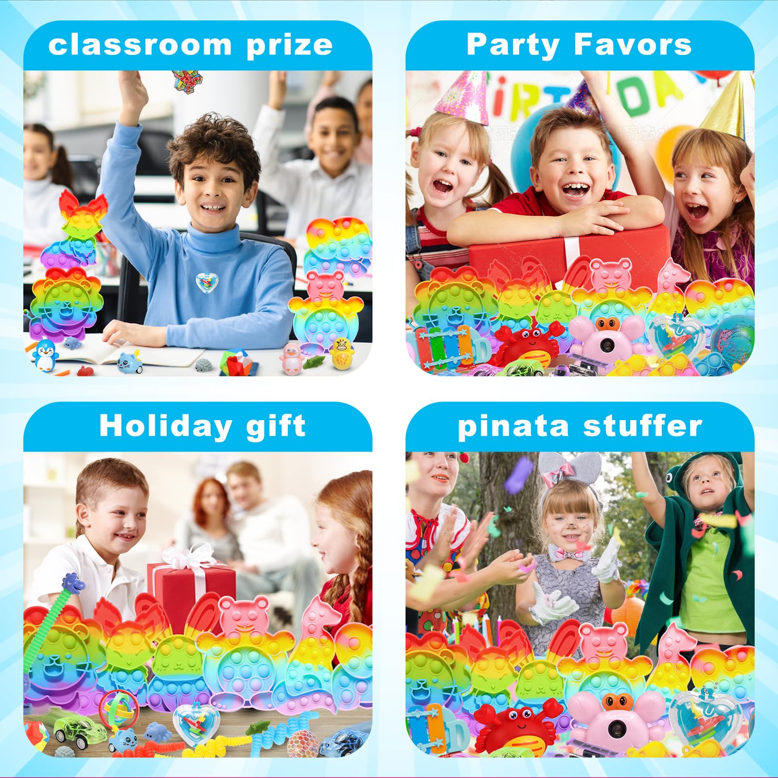 Kids Party Favors Stocking Stuffers Gifts,Fidgets Toys Pack,Bulk Toys for Carnival Treasure Classroom Prizes Box,Adults Stress Relief Sensory Toys,Pinata Filler, Autism Autistic Children ADHD