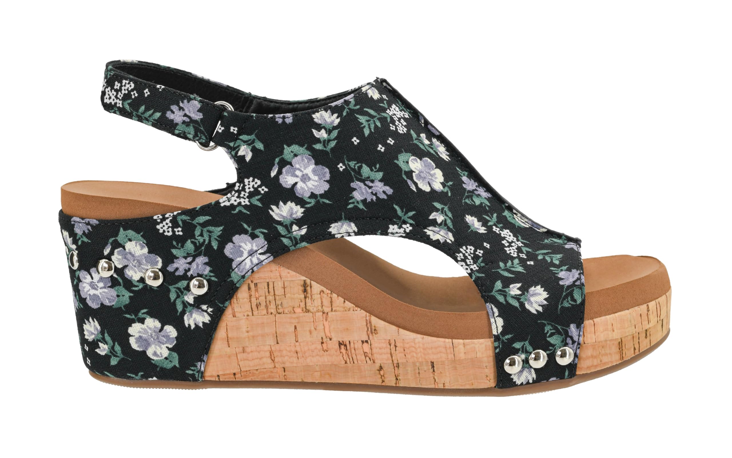 Corkys Footwear Womens Carley Wedges, Featuring Corkys EVA Foam Cushioned Insoles, A 2.5 Inch Heel, Lightweight For All Day Wear, And Hook And Loop Closure