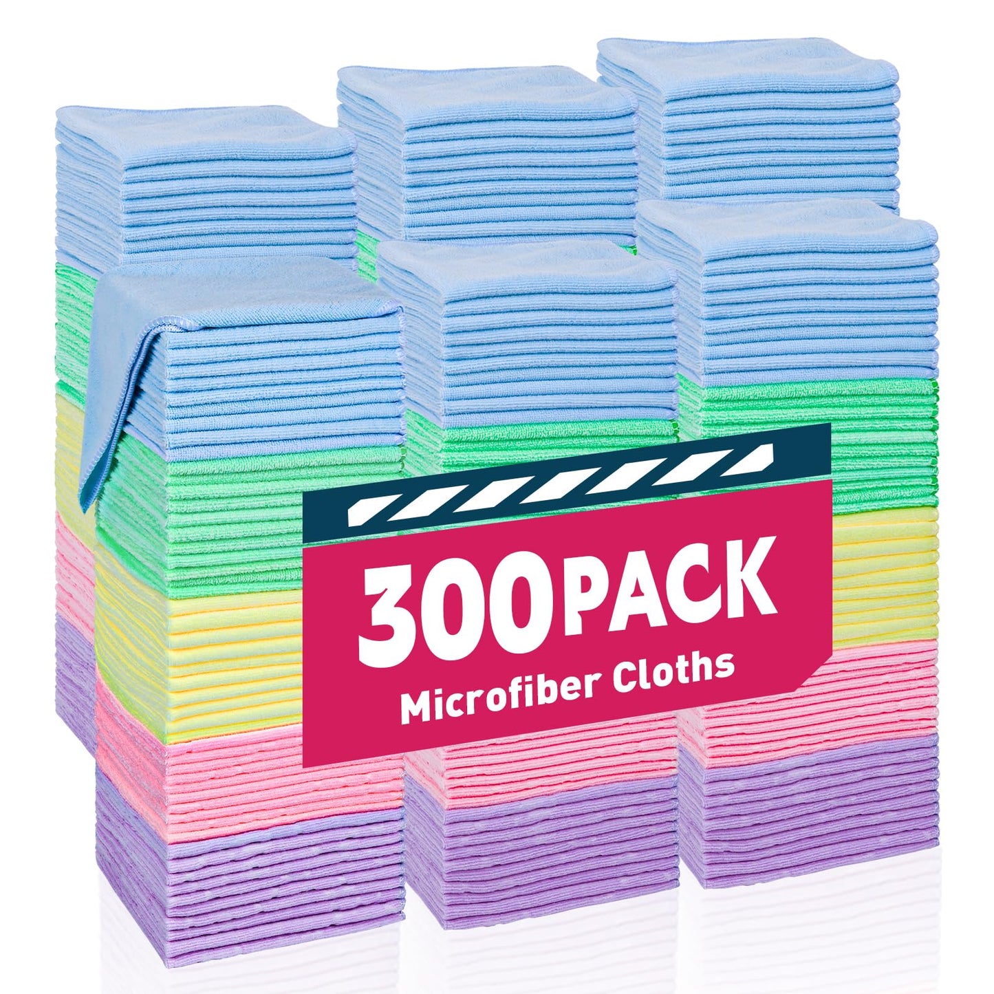 TEAWOO Microfiber Towels Bulk, Cleaning Cloths, Microfiber Towels for Cars, Cleaning Rags (12x12 inches)
