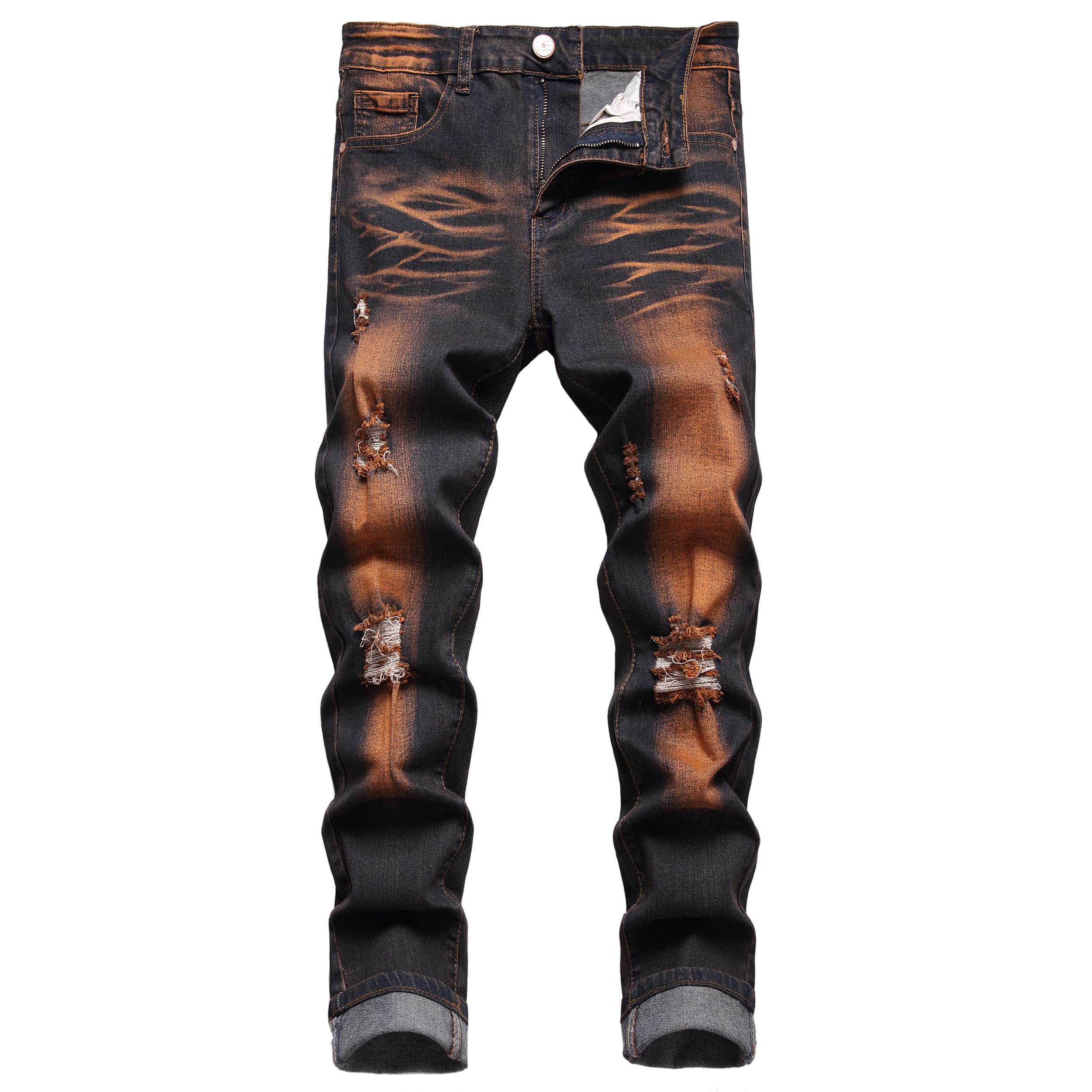 JUNBAOSS Men's Slim Fit Jeans Stretch Ripped Skinny Jeans for Men, Fashion Straight Leg Comfort Flex Waist Casual Pants