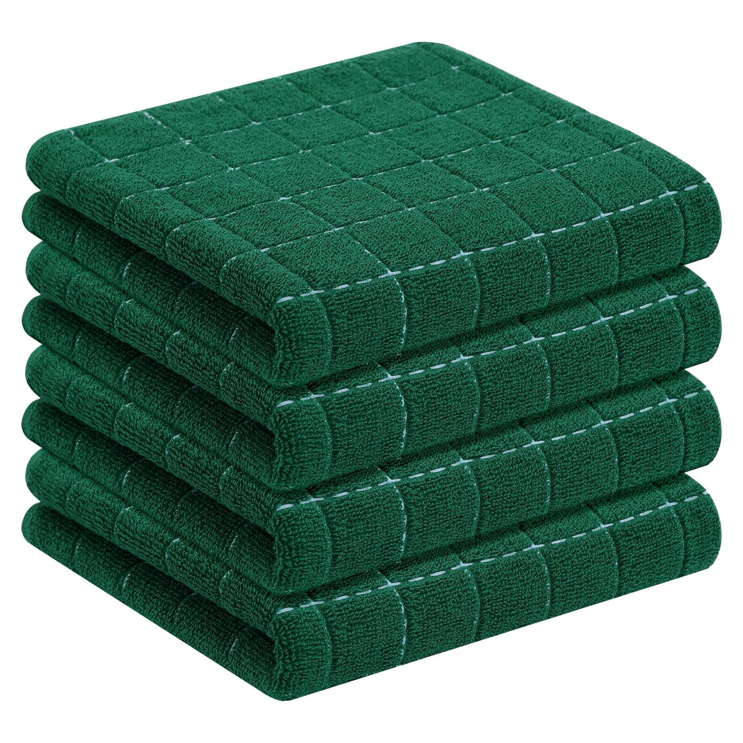 Homaxy 100% Cotton Terrycloth Check Design Dish Cloths & Dish Towels, Soft and Absorbent, Perfect for Kitchen Drying and Washing