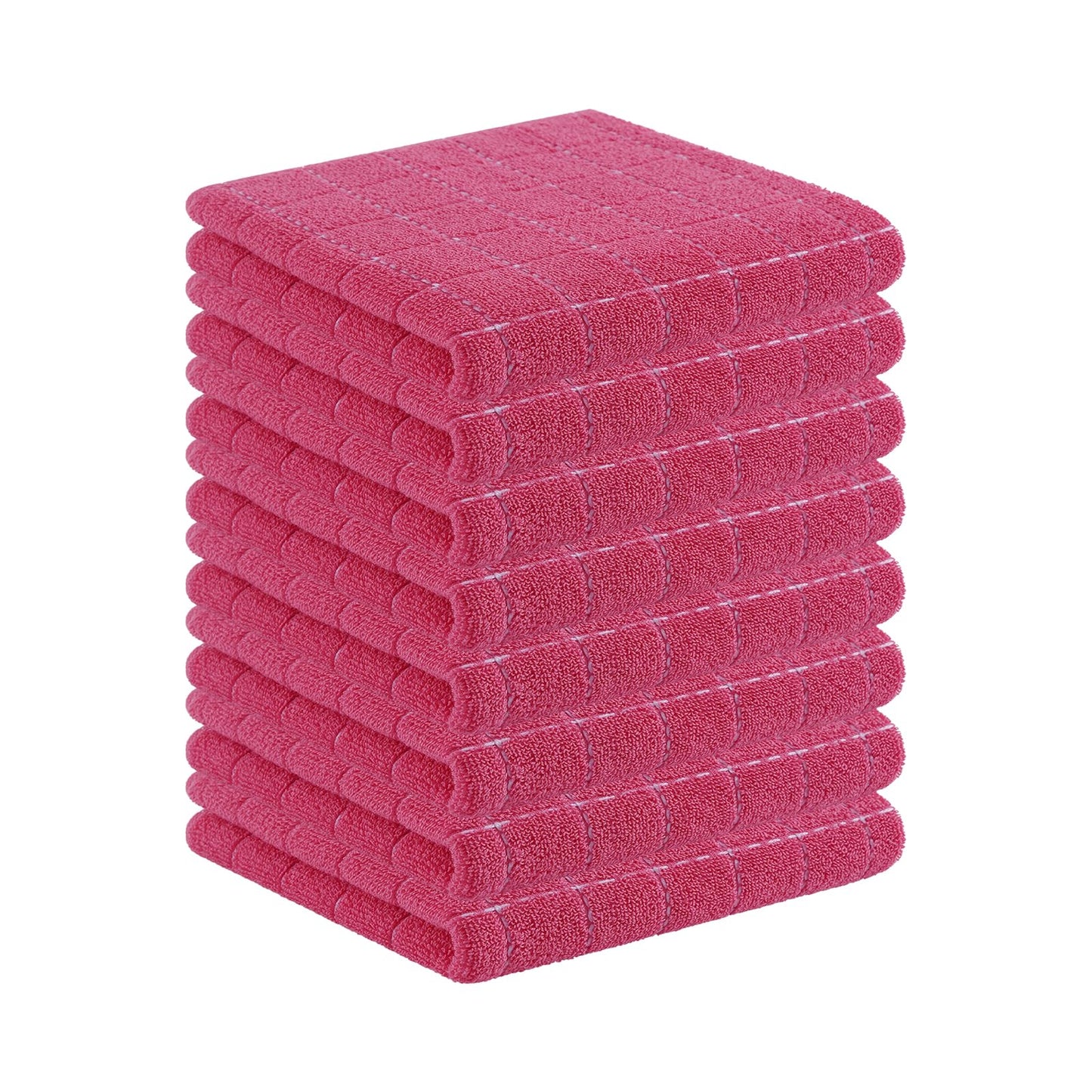 Homaxy 100% Cotton Terrycloth Check Design Dish Cloths & Dish Towels, Soft and Absorbent, Perfect for Kitchen Drying and Washing