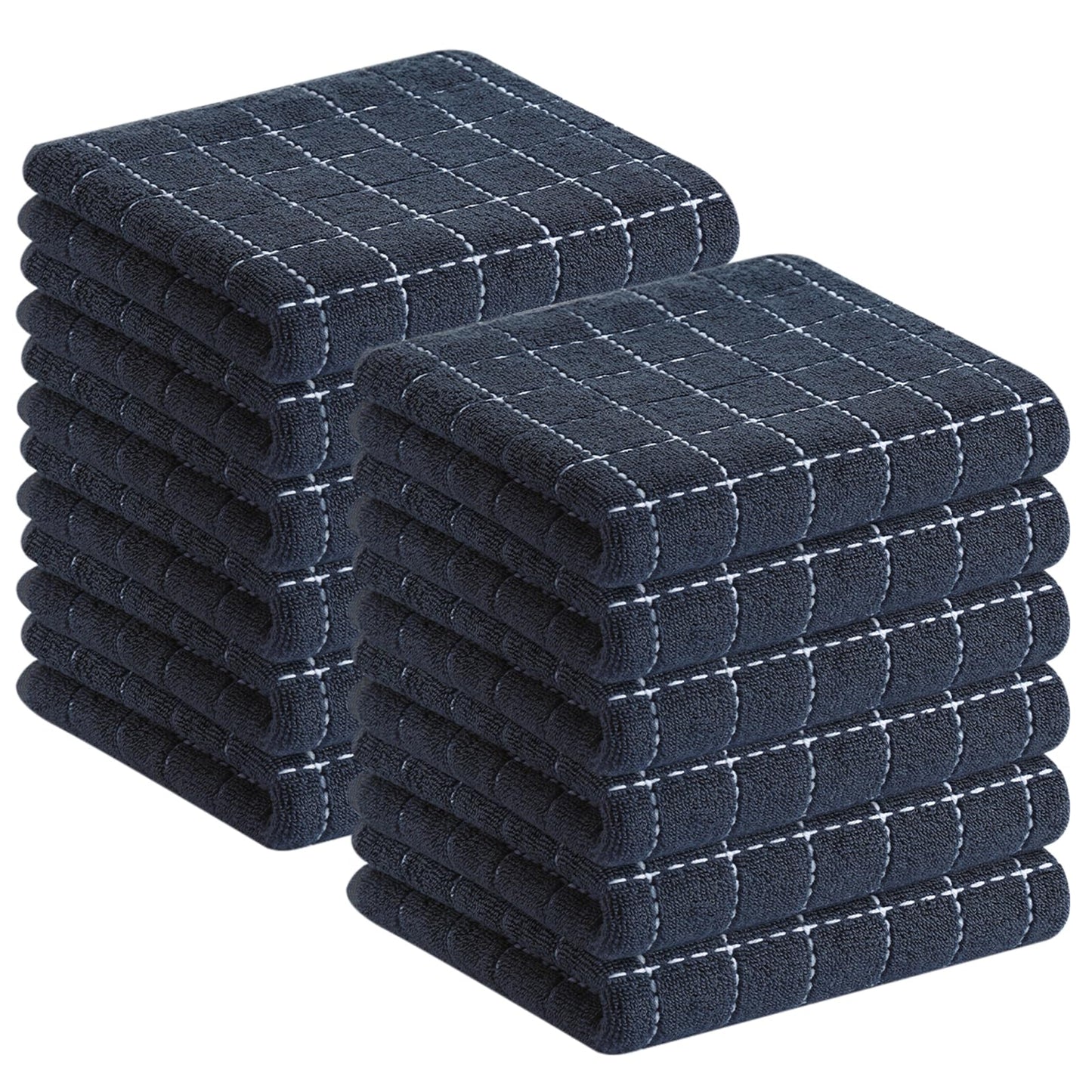 Homaxy 100% Cotton Terrycloth Check Design Dish Cloths & Dish Towels, Soft and Absorbent, Perfect for Kitchen Drying and Washing