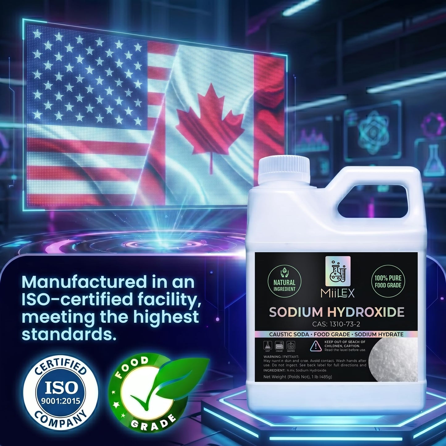 Food Grade Lye Sodium Hydroxide - (1lbs or 453g) 100% Pure Caustic Soda, Drain Cleaning, Soap Making, Culinary Use, Pretzels, Textiles, Granules