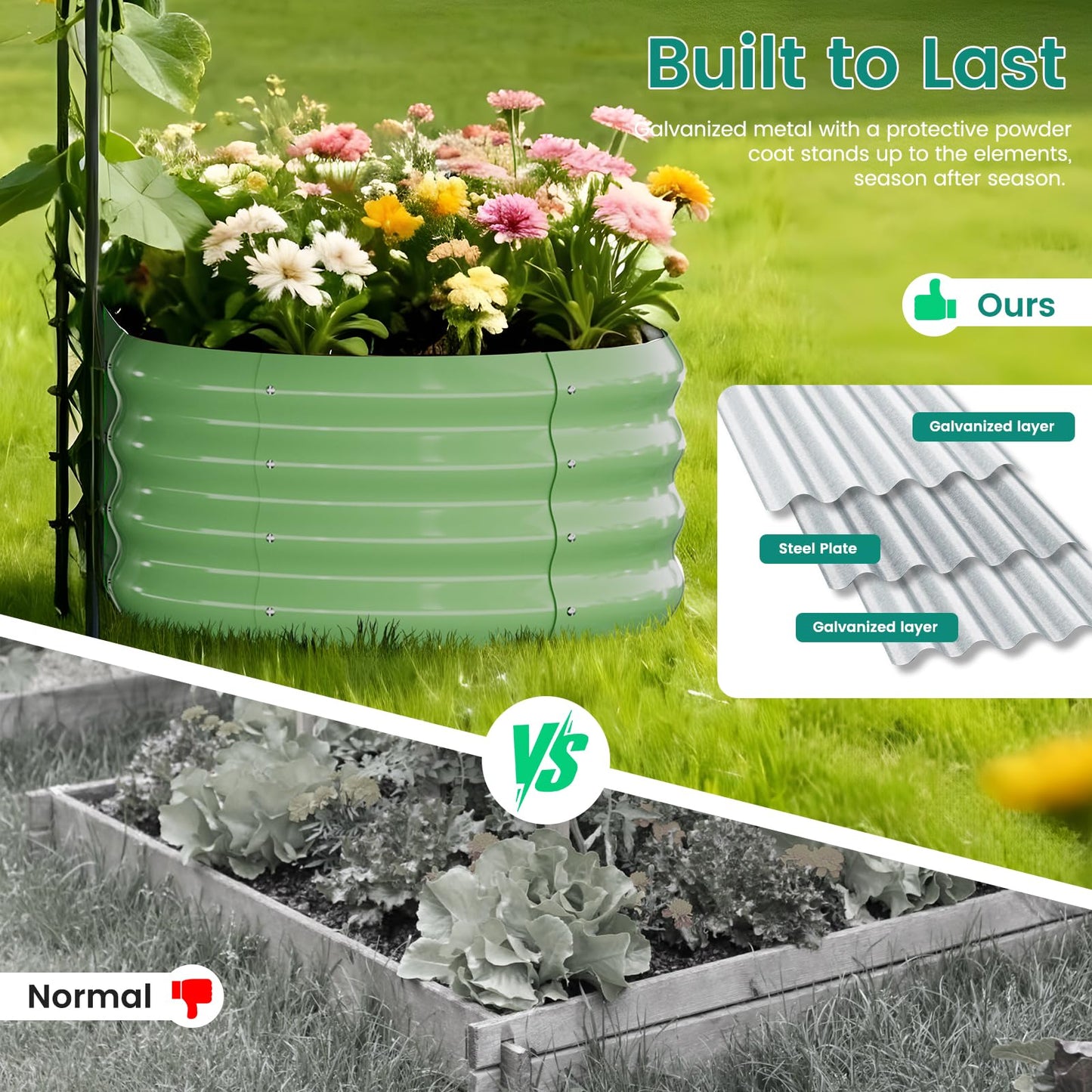 DoCred Raised Garden Bed with 87in Tall Arch Trellis for Climbing Plants, Galvanized Planter Garden Box Outdoor for Gardening, Climbing Vegetables, Flower