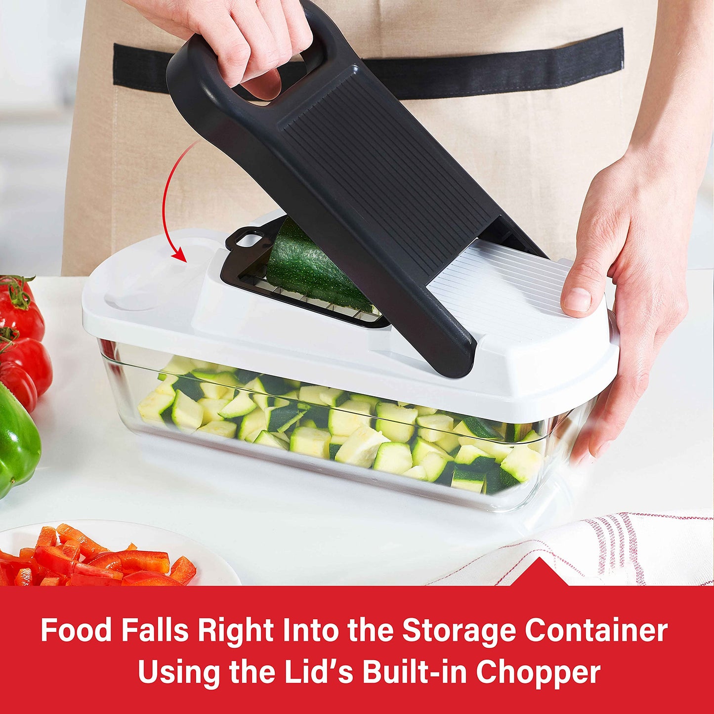 Brentwood Food Chopper and Vegetable Dicer with Storage Container and Stainless Steel Blades