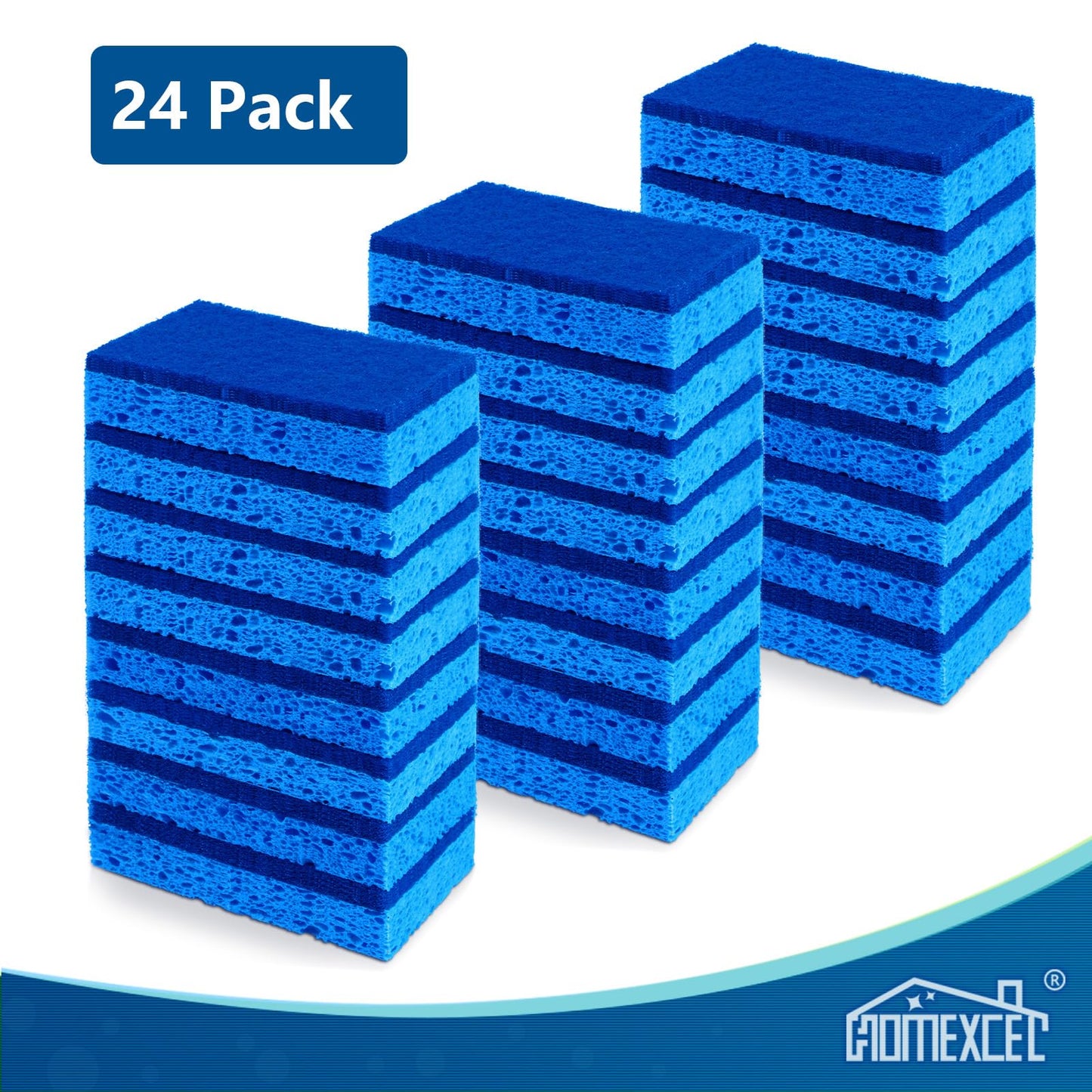 HOMEXCEL Sponges Kitchen, Non-Scratch Scrub Dish Sponges, Safe on Non-Stick Cookware,Dual Sided Cleaning Sponges for Kitchen,Household,Bathroom and More