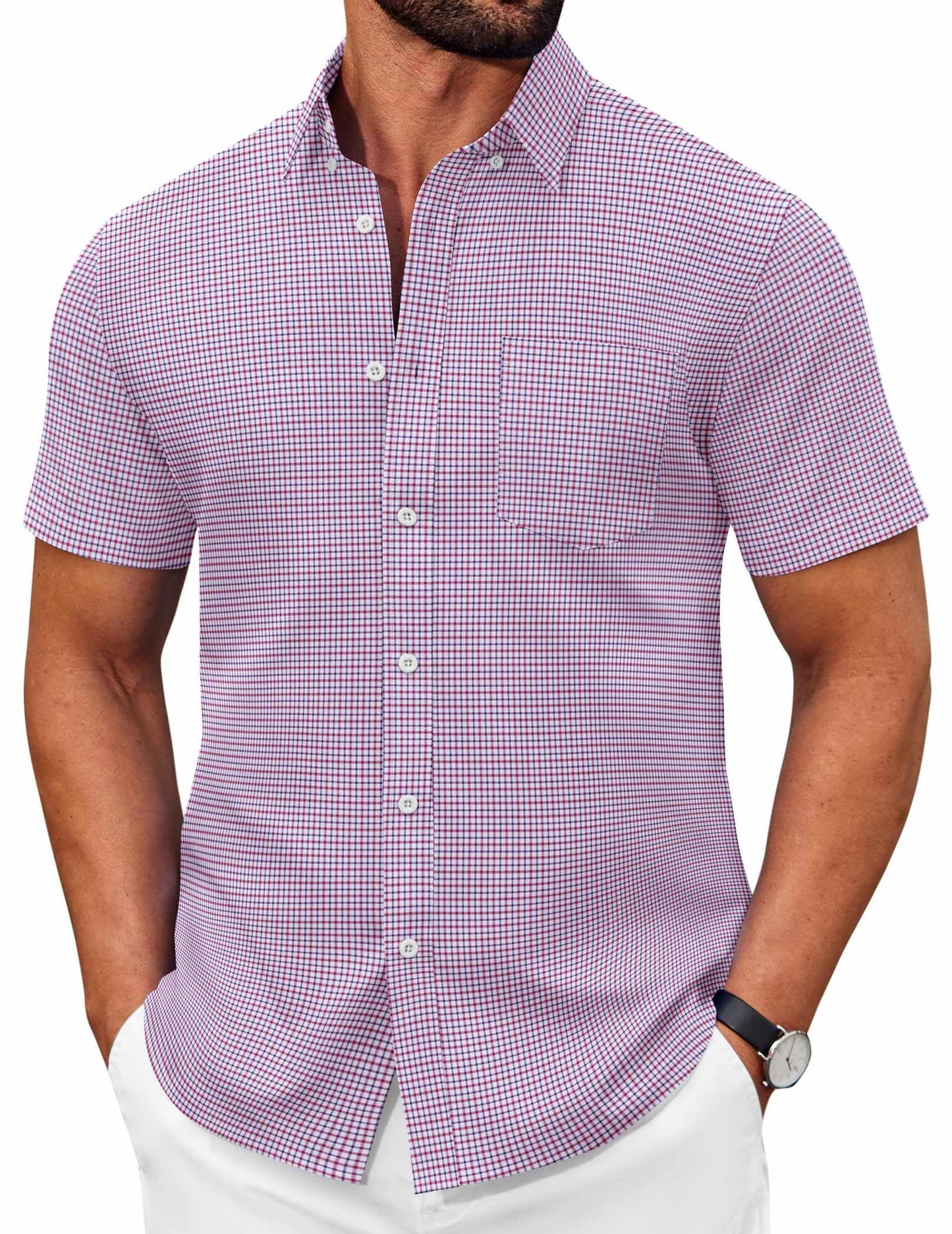 COOFANDY Men's Short Sleeve Oxford Shirt Casual Button Down Shirts Summer Untucked Dress Shirt with Pocket