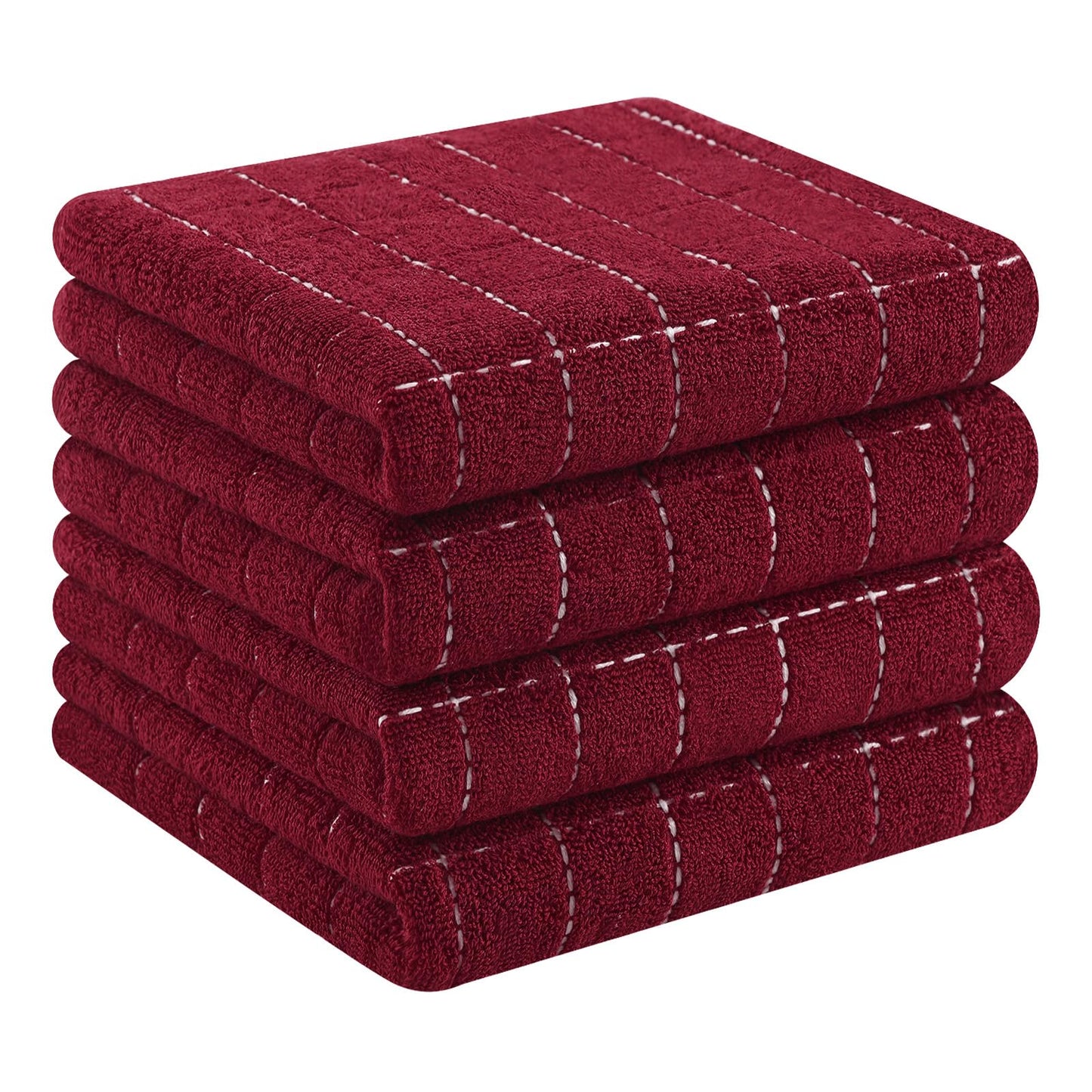 Homaxy 100% Cotton Terrycloth Check Design Dish Cloths & Dish Towels, Soft and Absorbent, Perfect for Kitchen Drying and Washing