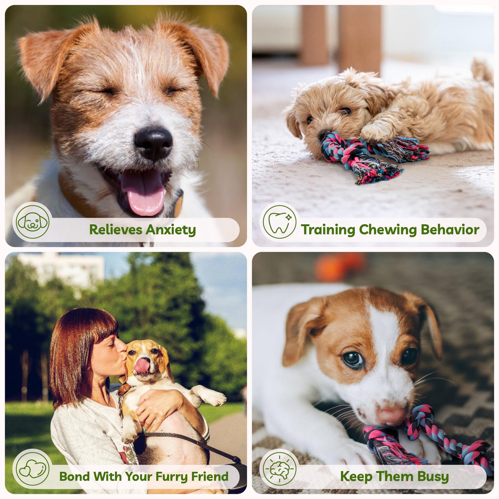 SHARLOVY Large Dog Chew Toys, Tough Dog Toys for Aggressive Chewers Large Breed,Heavy Duty Dental Dog Rope Toys Kit for Medium Dogs,5 Knots Indestructible Dog Toys