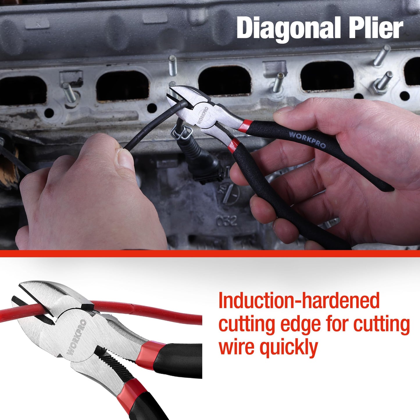 7-piece WORKPRO Pliers Set with Groove Joint, Long Nose, Slip Joint, Linesman, and Diagonal Pliers for DIY & Home Use