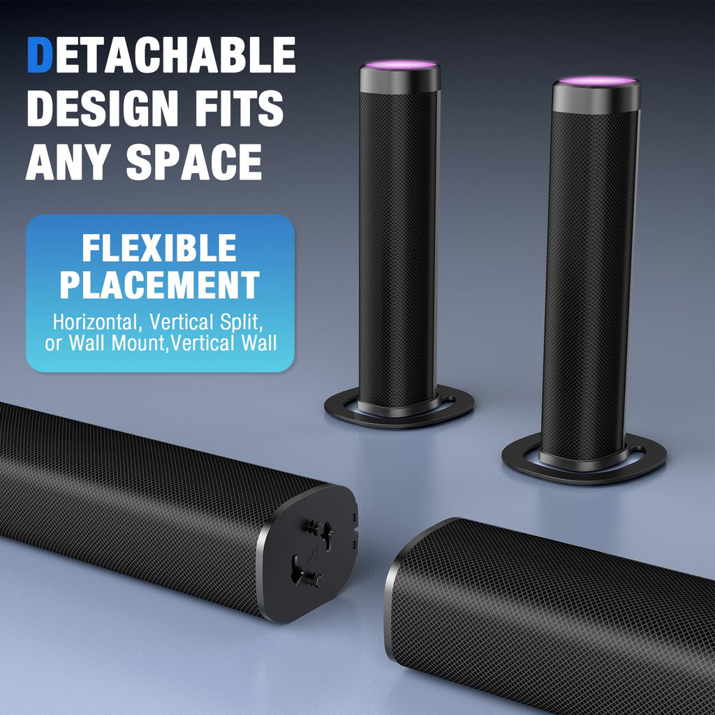 FHNFHN Sound bar for Smart TV,Detachable Soundbar