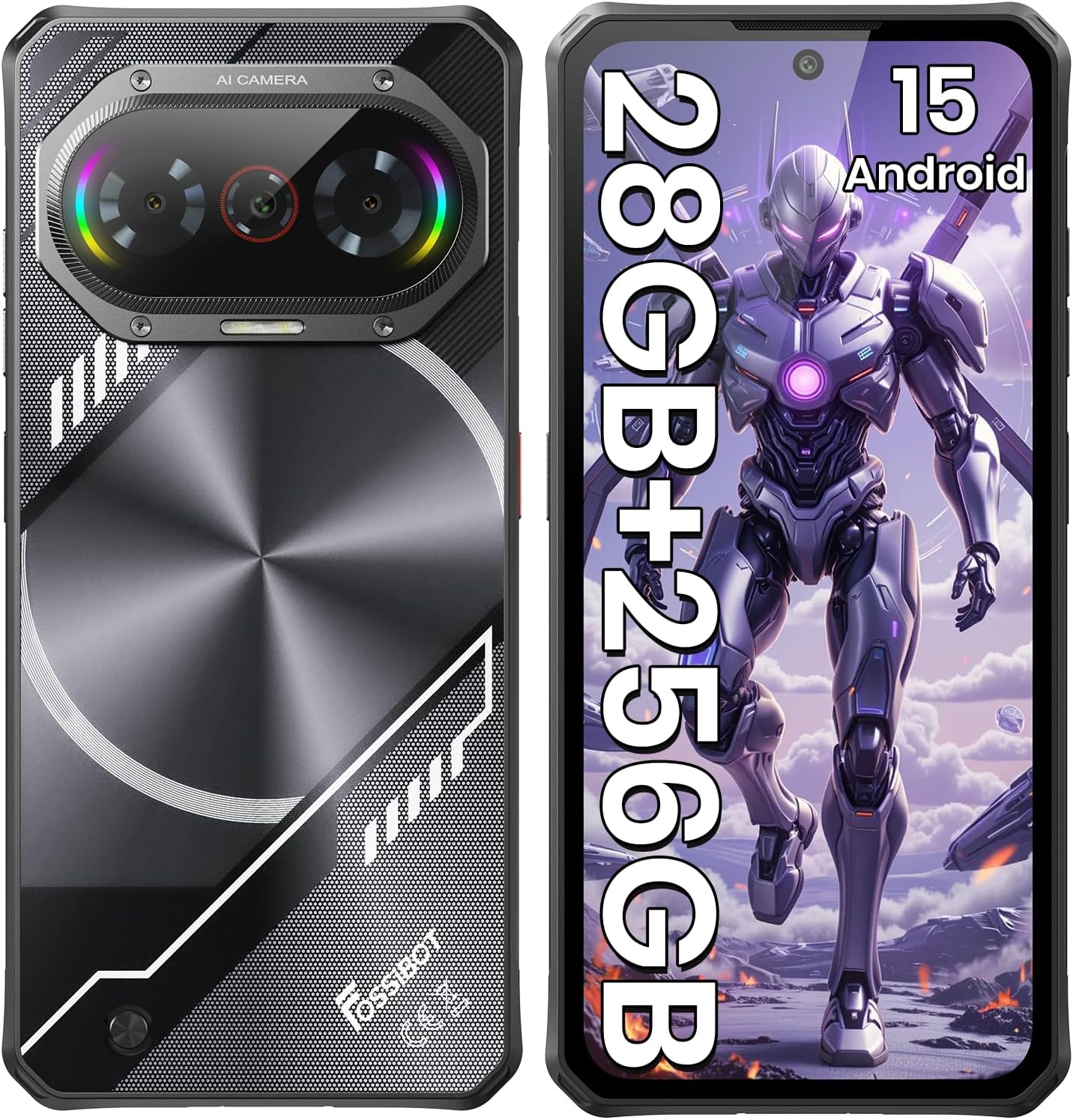 FOSSIBOT F114 Rugged Smartphone Android 15 50MP Camera Black