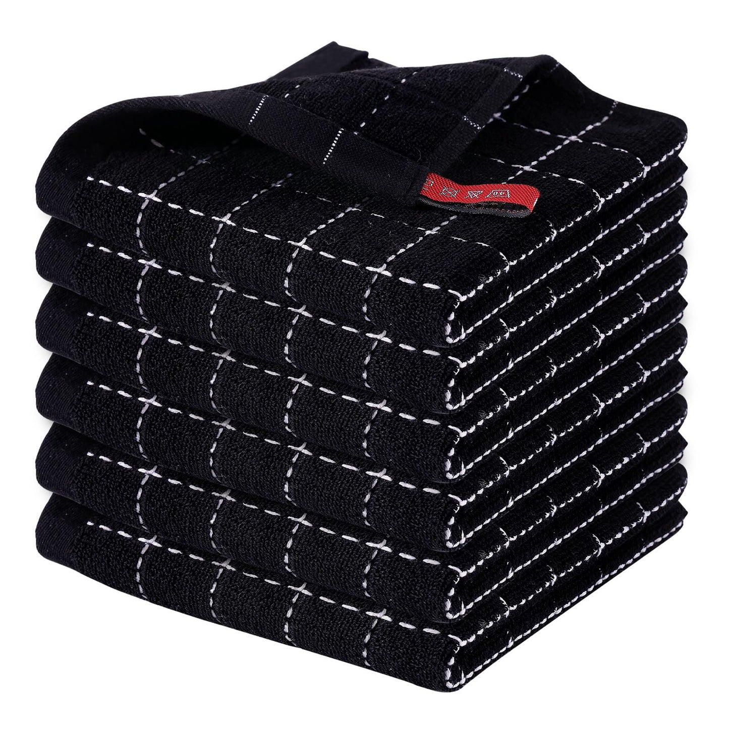 Homaxy 100% Cotton Terrycloth Check Design Dish Cloths & Dish Towels, Soft and Absorbent, Perfect for Kitchen Drying and Washing
