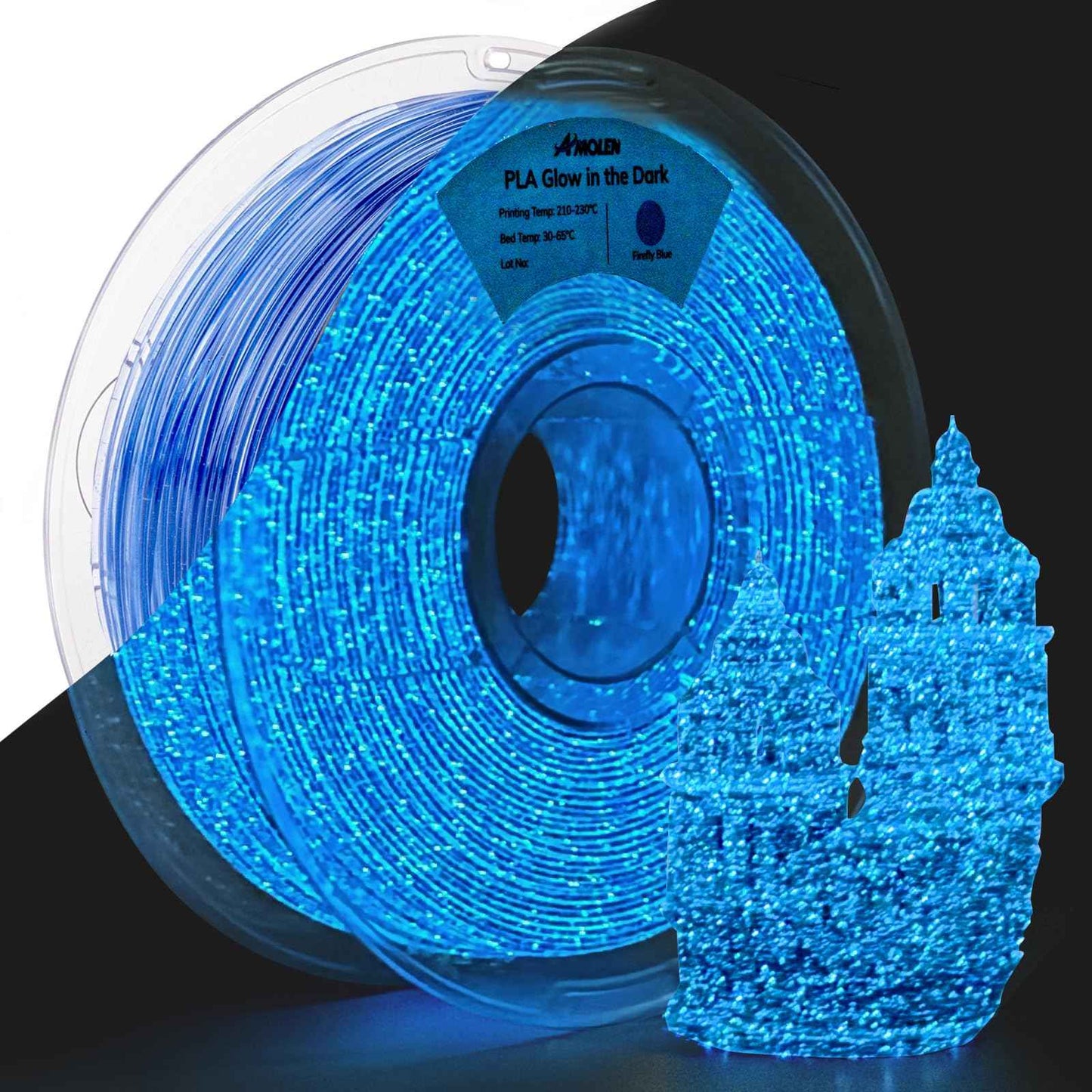 AMOLEN Glow in The Dark PLA Filament, 1.75mm PLA 3D Printer Filament
