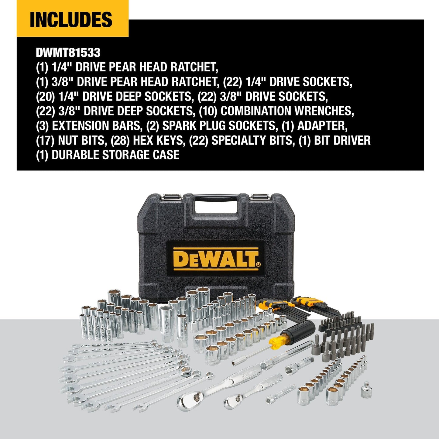 DEWALT Mechanics Tool Set, 84-Piece.