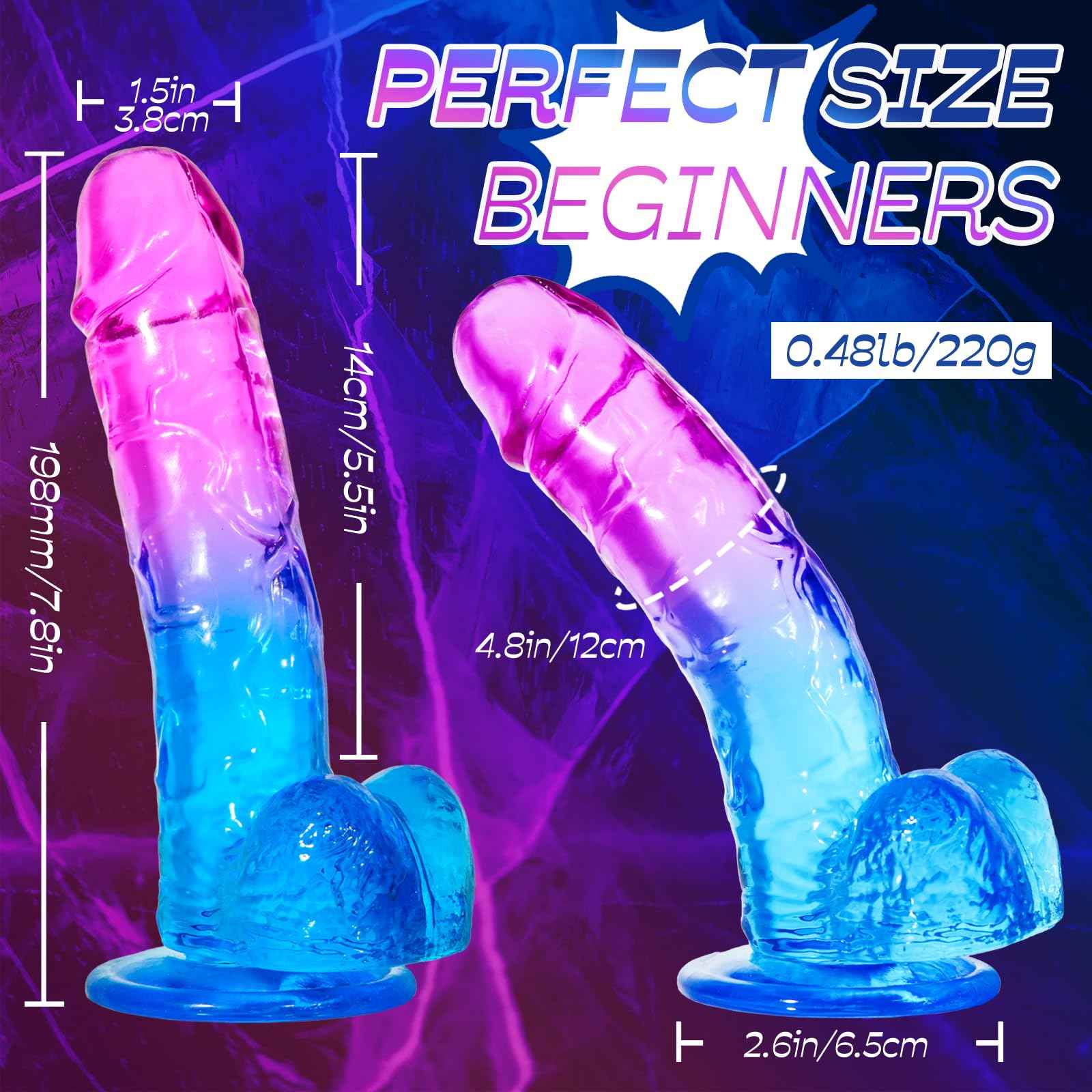 Realistic Anal Dildo Soft with Strong Suction Cup for Beginners, Adult Sex Toys for Couples Lesbians
