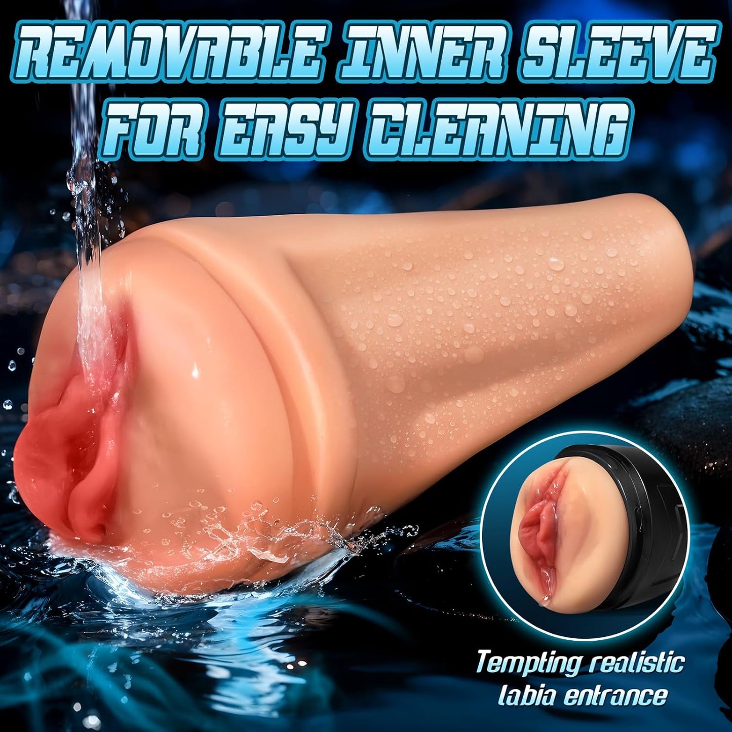 Male Masturbator Sex Toys for Men Realistic Pocket Pussy with 7.09" Depth Lifelike Textured Vagina and 12 Vibration Mode, Soft Stroker Toys, Penis Training Adult Toy
