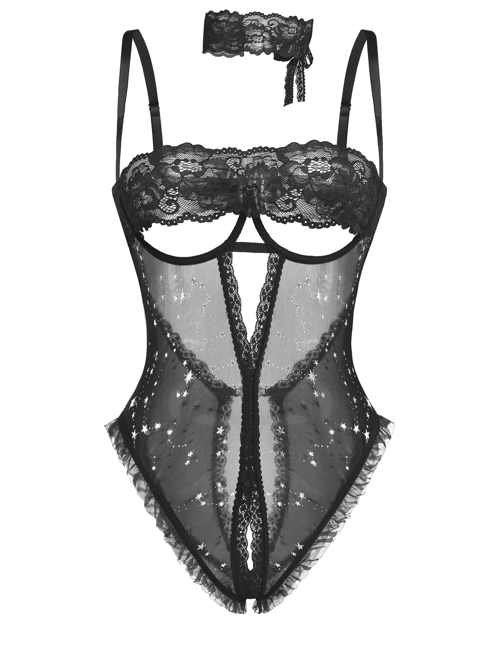 Avidlove Sexy Lingerie for Women Lace V Neck Teddy Lingerie One Piece Mini Bodysuit Exotic BabyDoll