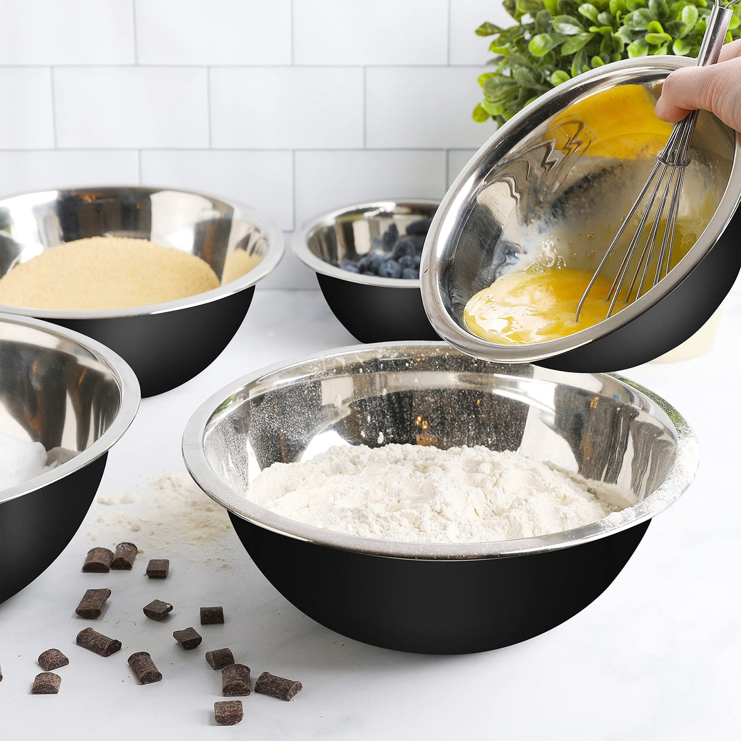 WHYSKO Meal Prep Stainless Steel Mixing Bowls Set, Home, Refrigerator, and Kitchen Food Storage Organizers | Ecofriendly, Reusable, Heavy Duty