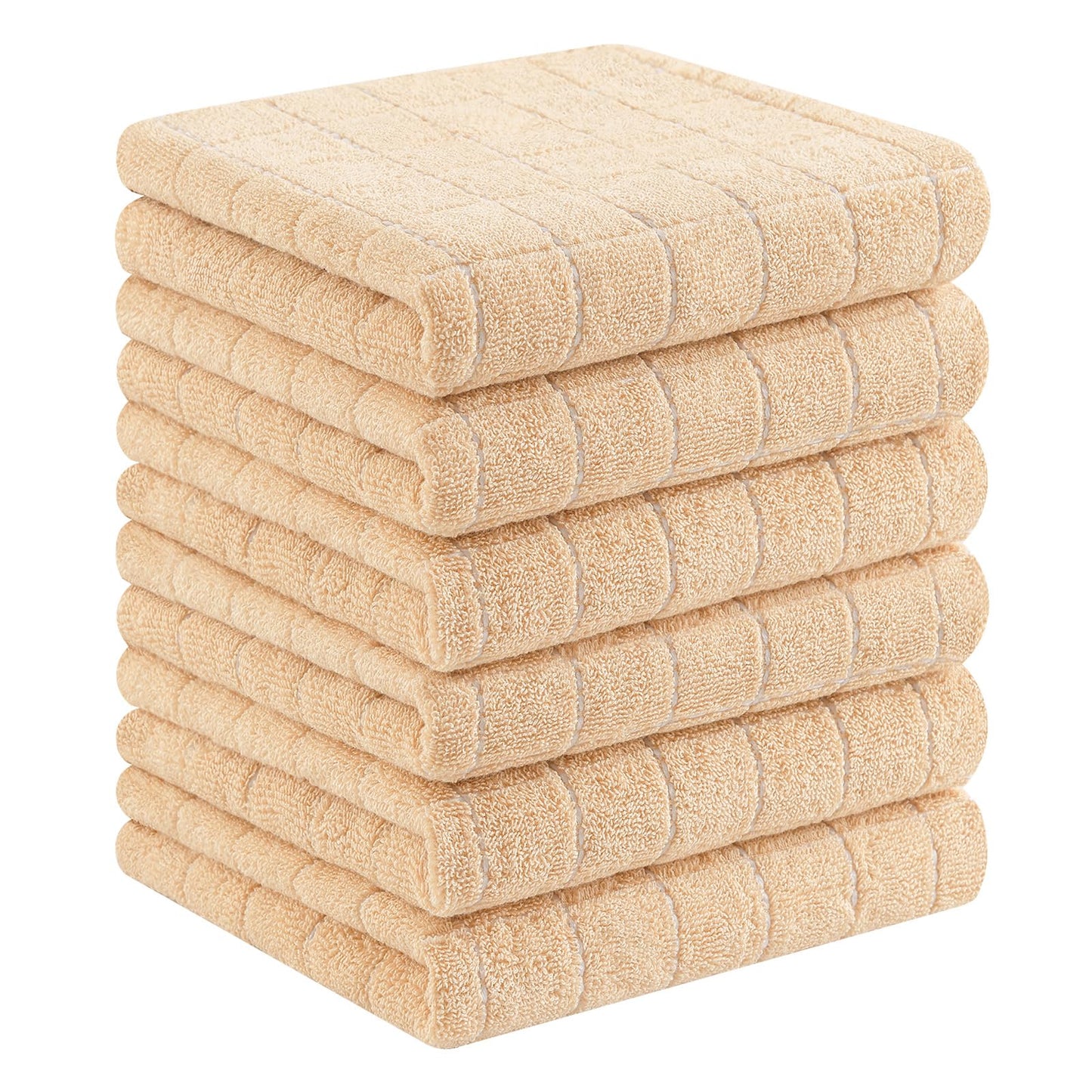 Homaxy 100% Cotton Terrycloth Check Design Dish Cloths & Dish Towels, Soft and Absorbent, Perfect for Kitchen Drying and Washing