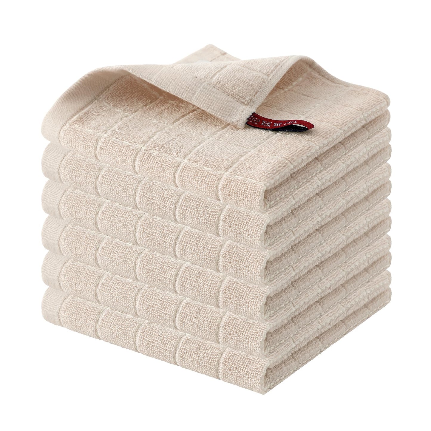 Homaxy 100% Cotton Terrycloth Check Design Dish Cloths & Dish Towels, Soft and Absorbent, Perfect for Kitchen Drying and Washing