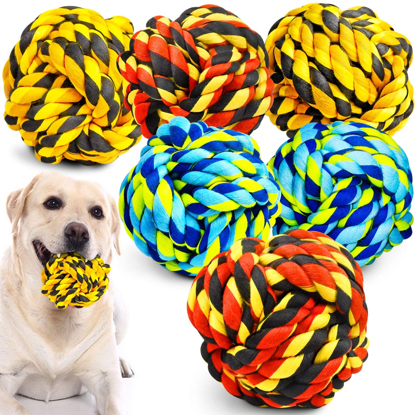 SHARLOVY Large Dog Chew Toys, Tough Dog Toys for Aggressive Chewers Large Breed,Heavy Duty Dental Dog Rope Toys Kit for Medium Dogs,5 Knots Indestructible Dog Toys