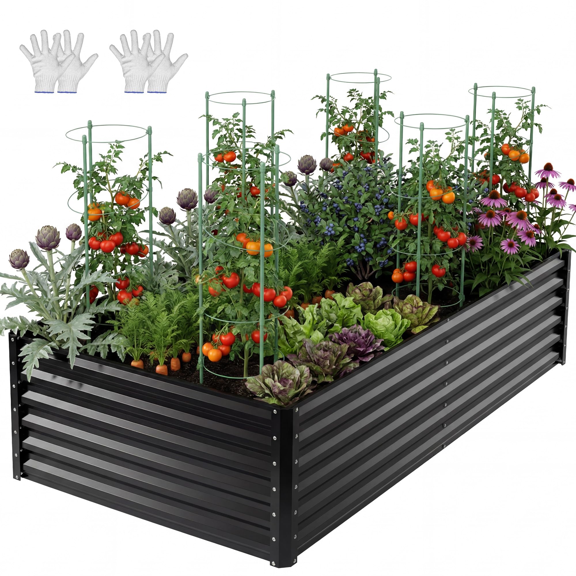 YITAHOME Raised Garden Bed Kit with Gloves, Ground Nails, Support Rod-1