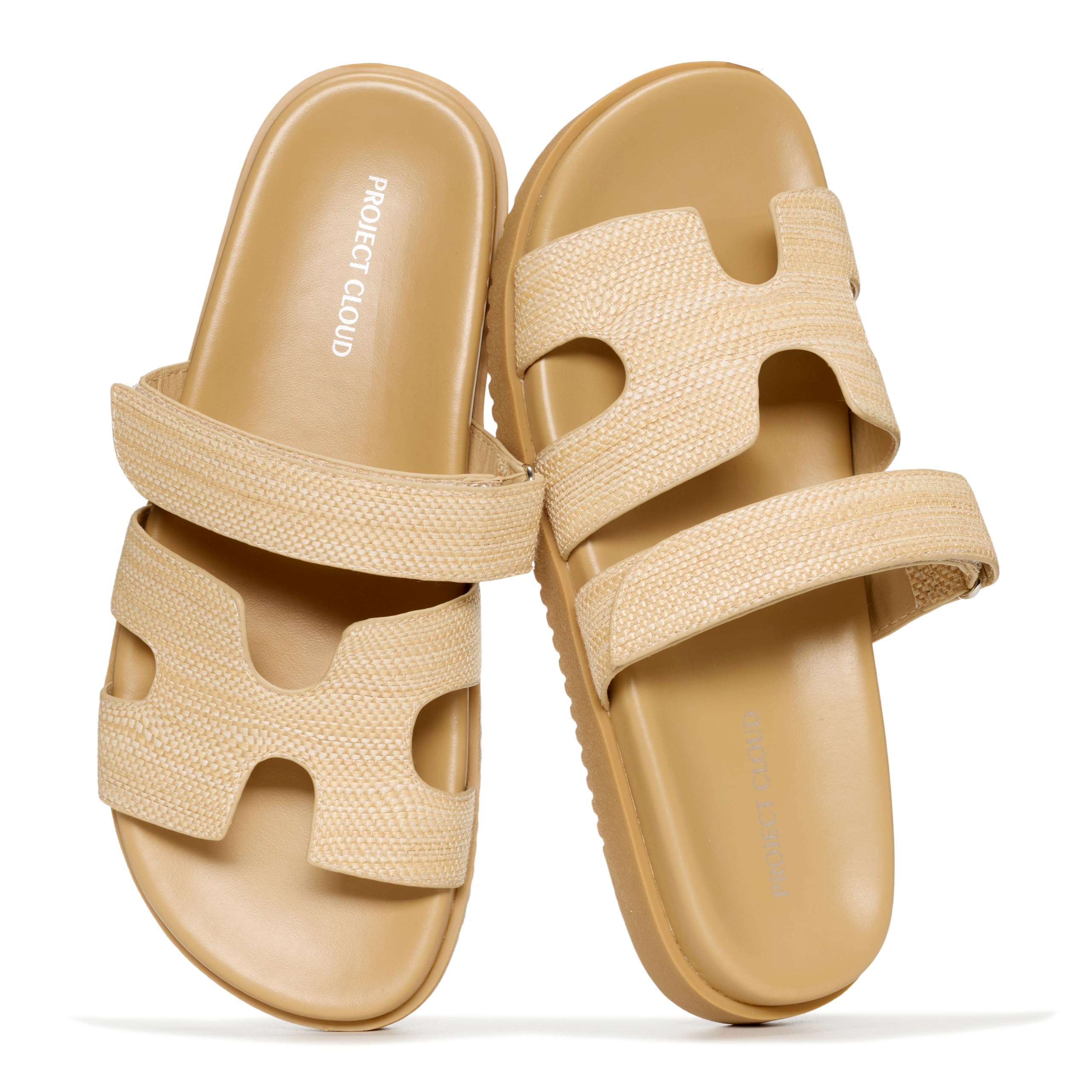 Project Cloud 100% Genuine Leather Sandals for Women Footwear - Stylish Womens Sandals with Plush & Soft Insole - Non-Slip and Water-Resistant Beach Sandals Slides for Women (Mayvy)