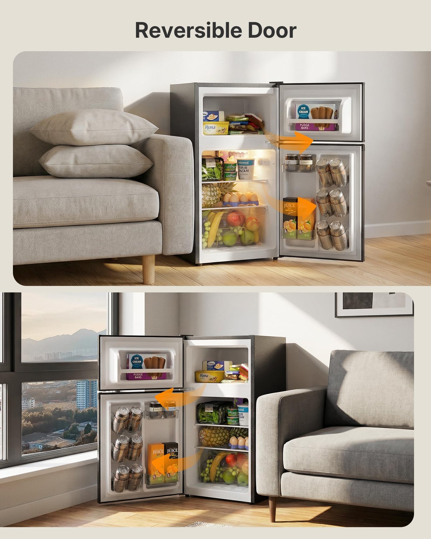 Upstreman Mini Fridge with Freezer