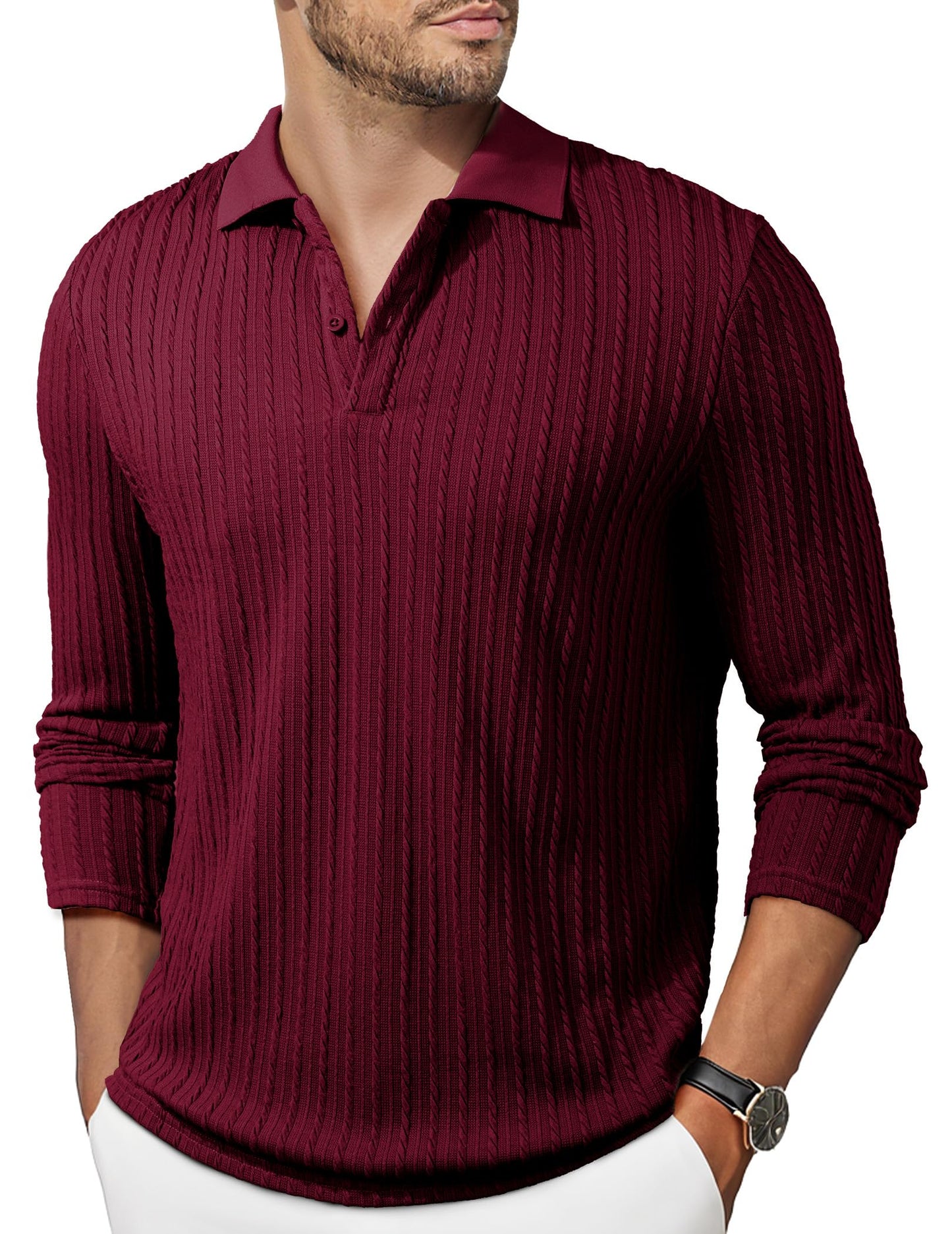 JMIERR Mens Casual Polo Shirt Summer Short Sleeve Vacation Button Beach Knit Stretchy Golf Shirts