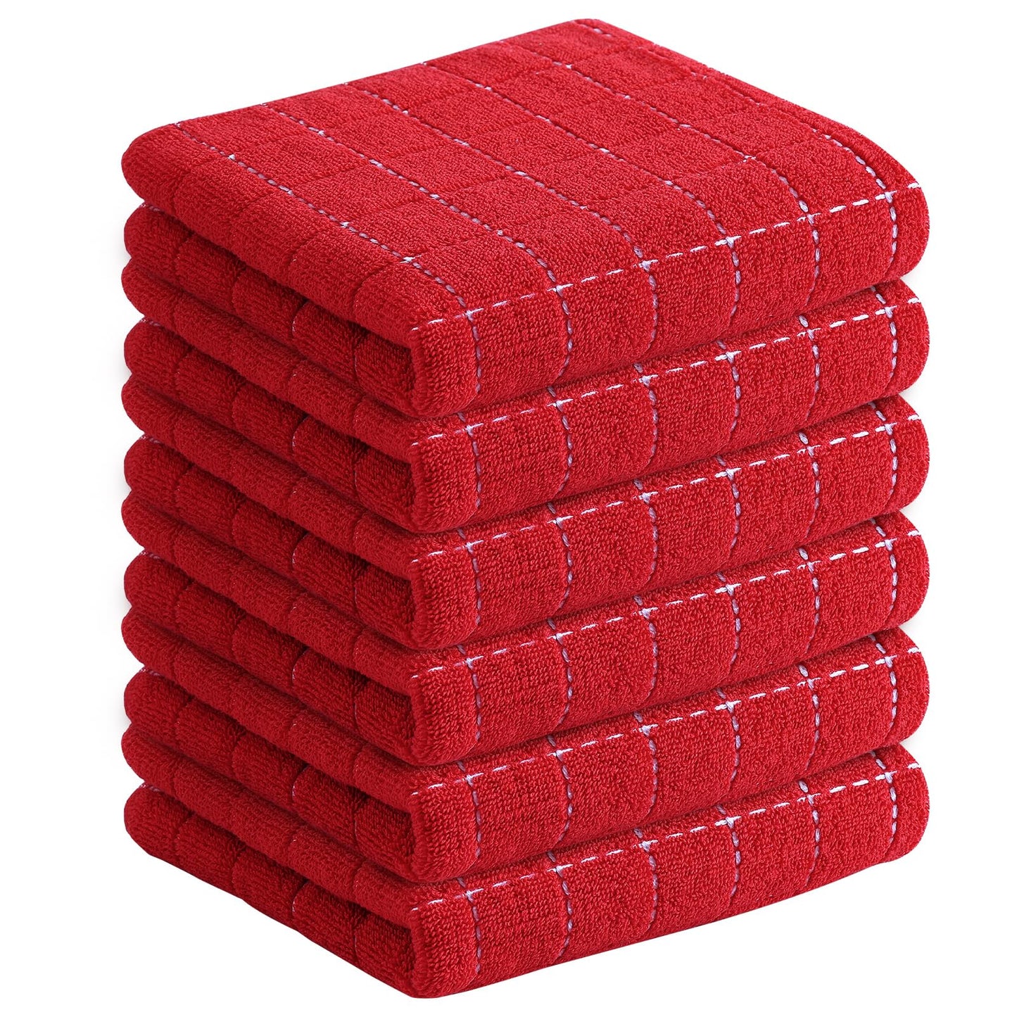 Homaxy 100% Cotton Terrycloth Check Design Dish Cloths & Dish Towels, Soft and Absorbent, Perfect for Kitchen Drying and Washing