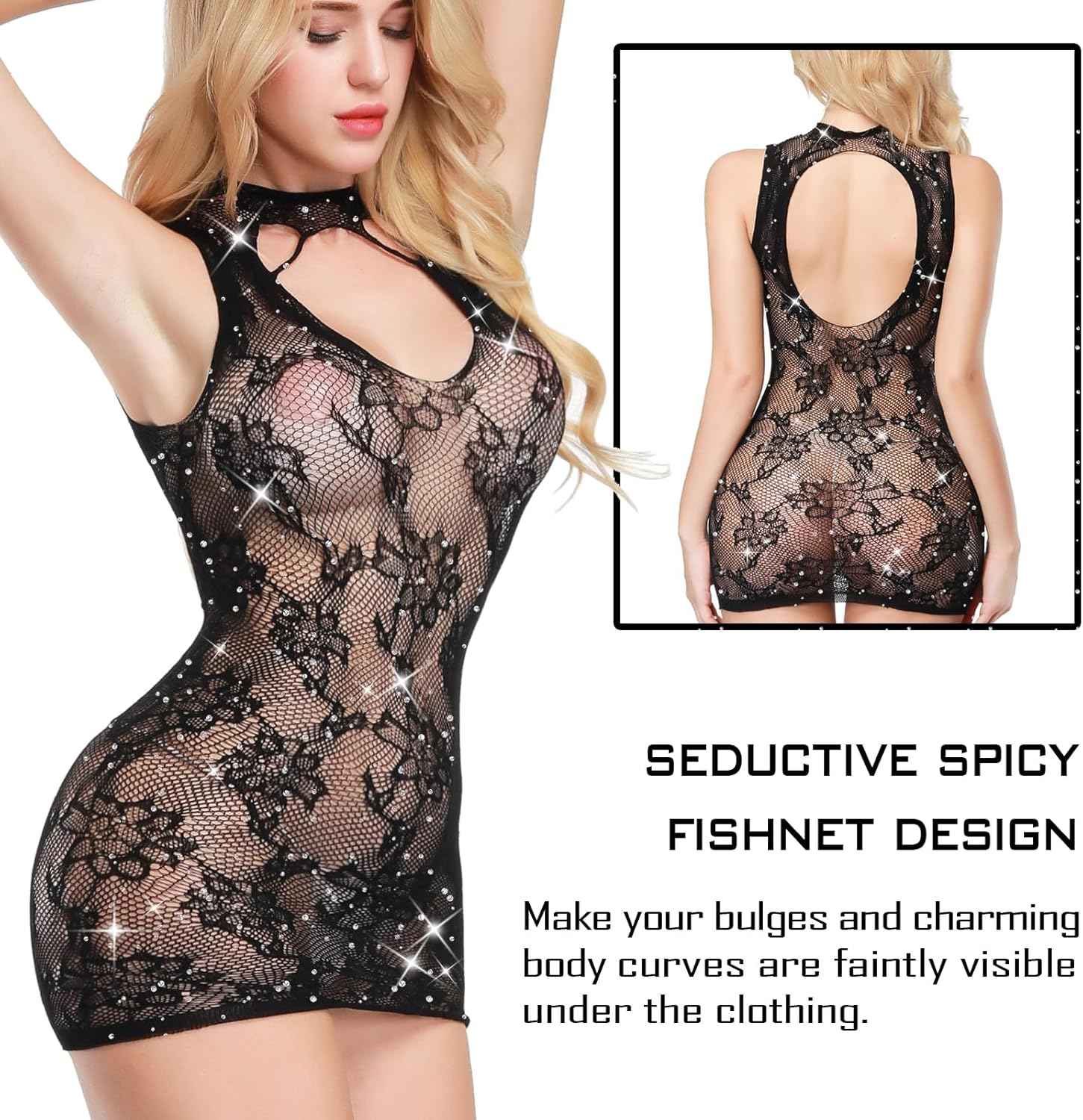 Famstar Sexy Lingerie for Women Naughty Fishnet Lingerie Set Bodysuit Outfits Teddy Babydoll Erotic Mesh Women’s Outfits