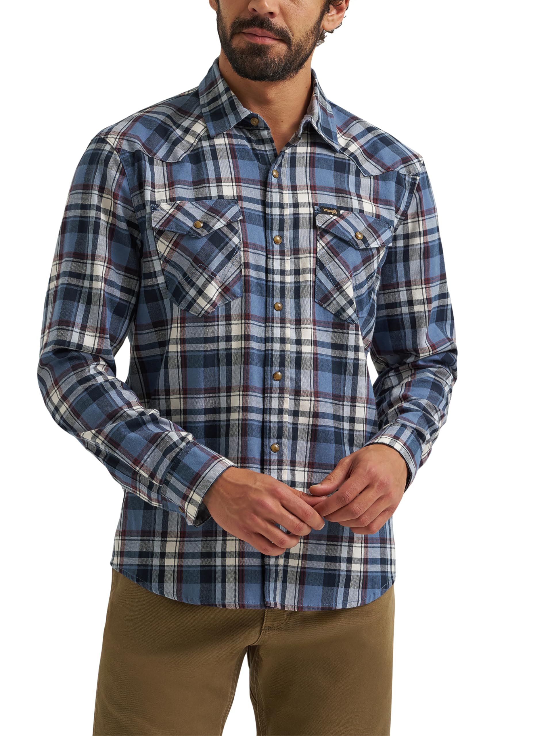Wrangler Men's Iconic Denim Regular Fit Snap Shirt