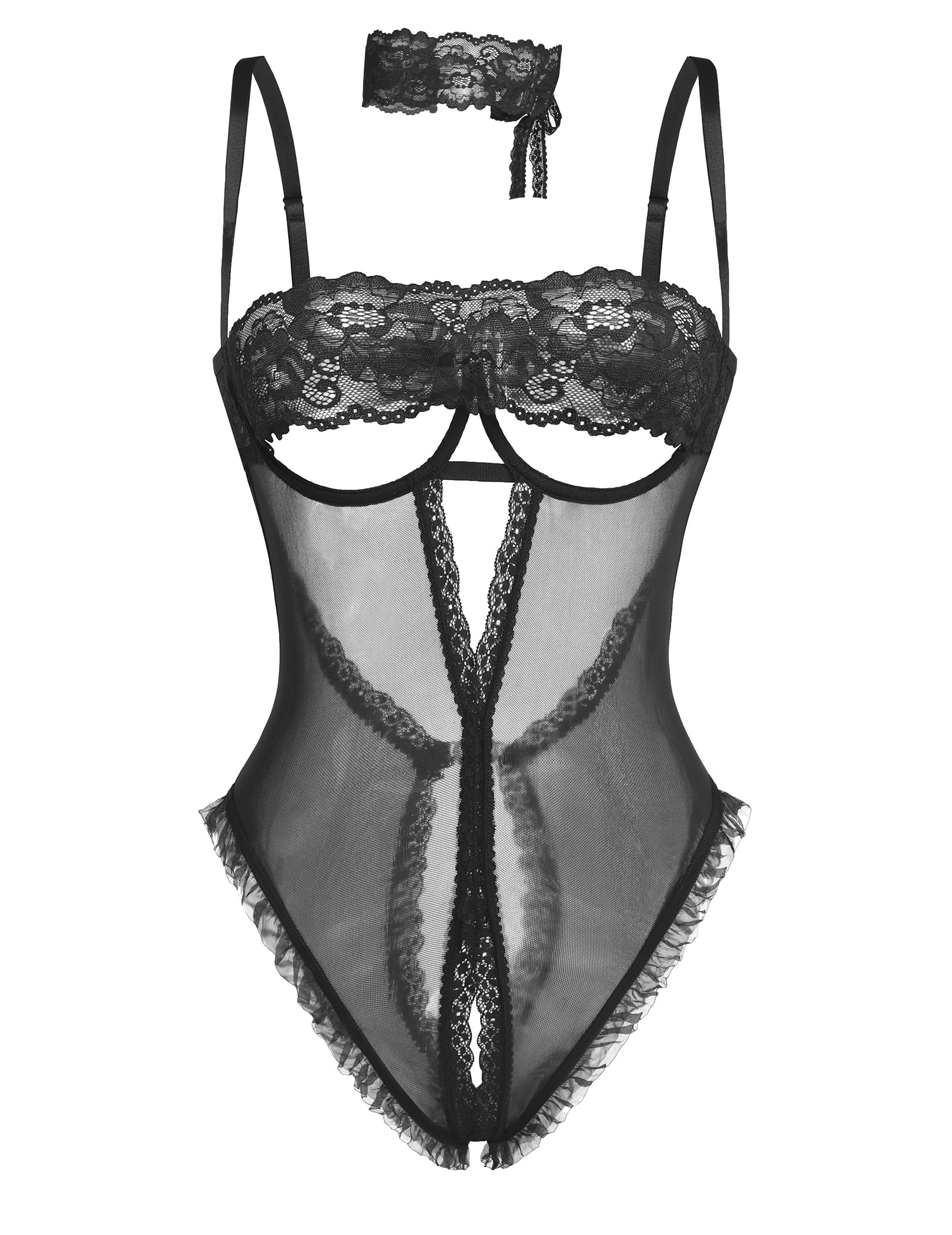 Avidlove Sexy Lingerie for Women Lace V Neck Teddy Lingerie One Piece Mini Bodysuit Exotic BabyDoll