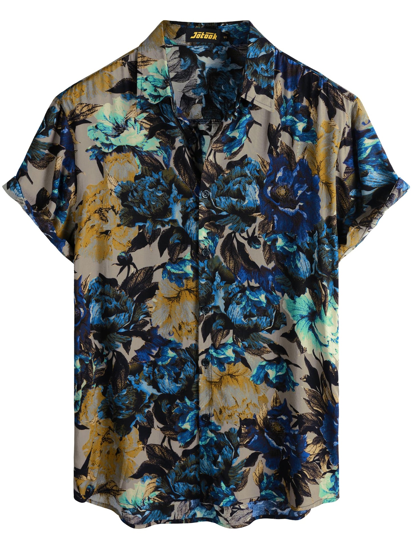 JOTOOK Mens Hawaiian Shirt Short Sleeve Button Down Tropical Shirts Casual Floral Summer Beach Shirt