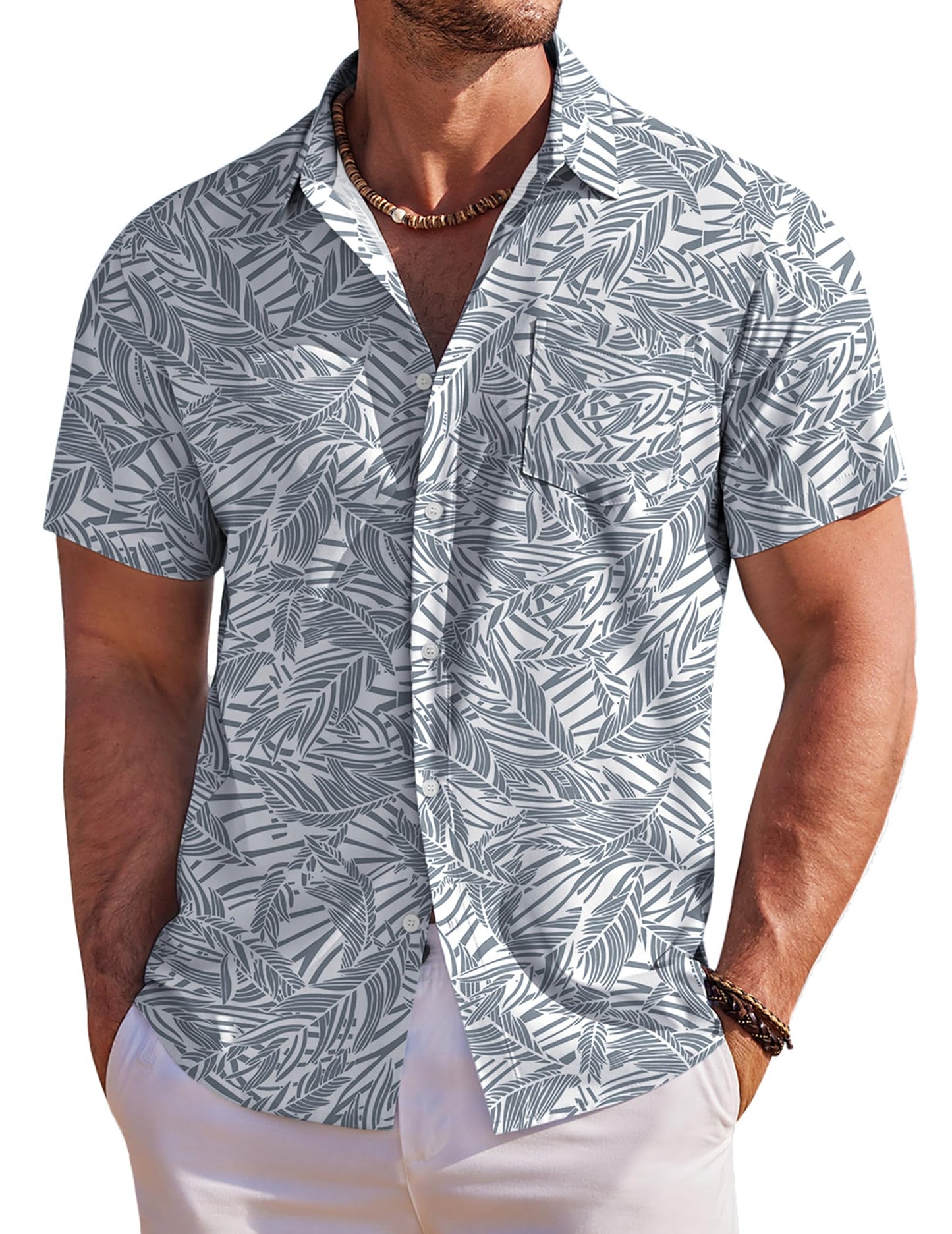COOFANDY Men's Hawaiian Shirt Short Sleeve Floral Button Down Shirts Tropical Holiday Beach Shirts