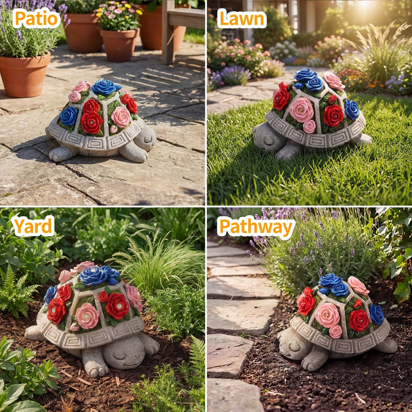 Solar Turtle Statue for Outdoor Garden Yard Decor